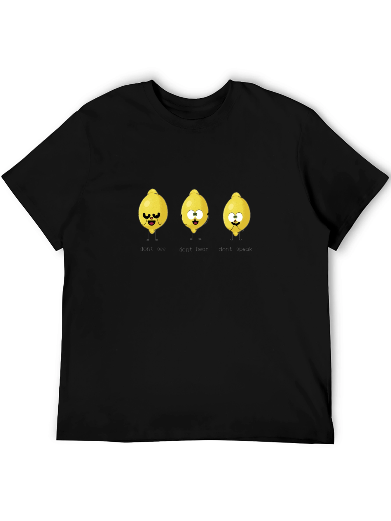 Funny Lemon Cartoon Black T-Shirt