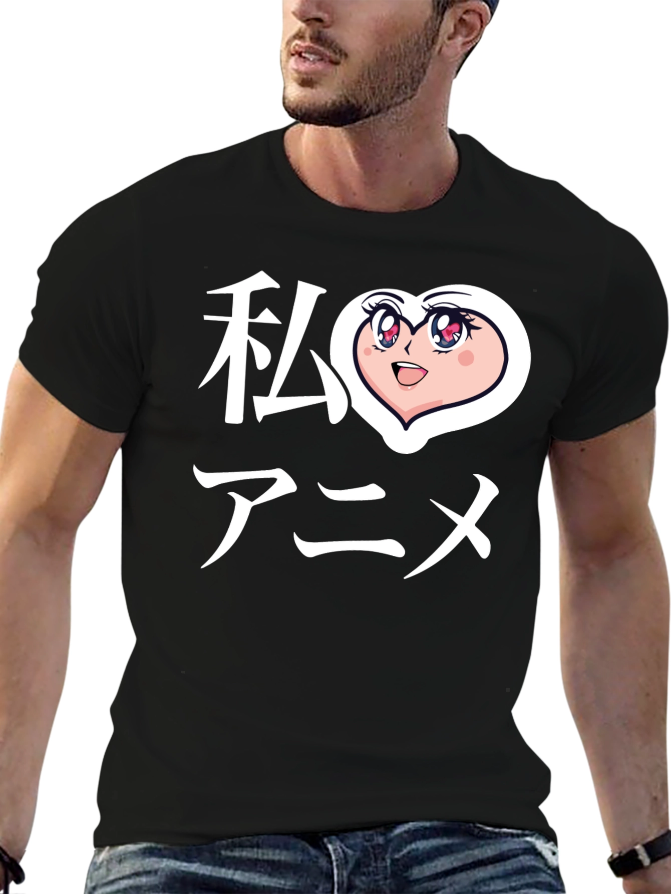 I Heart Anime Graphic T-Shirt - Black