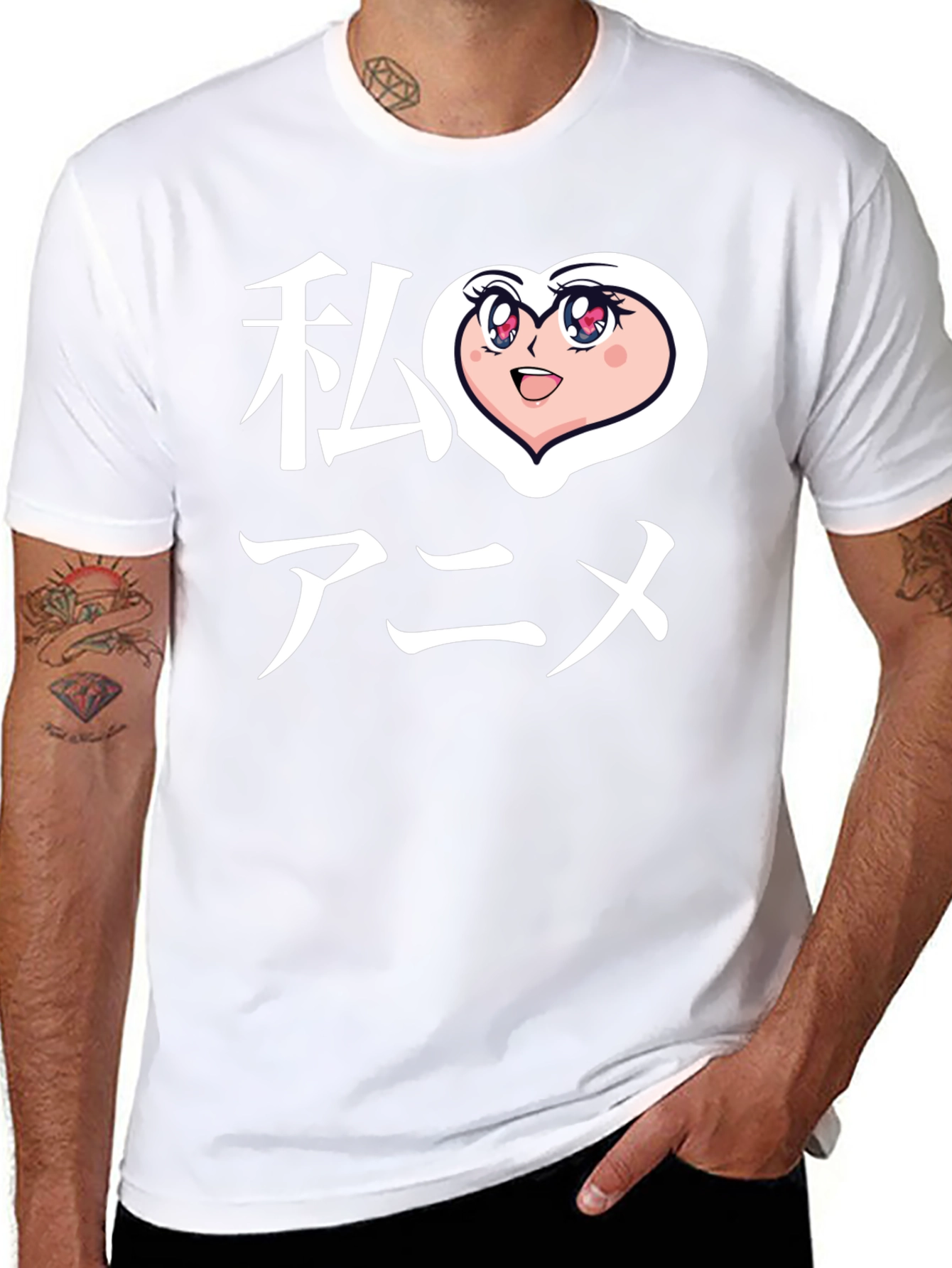 I Heart Anime Graphic T-Shirt - Black