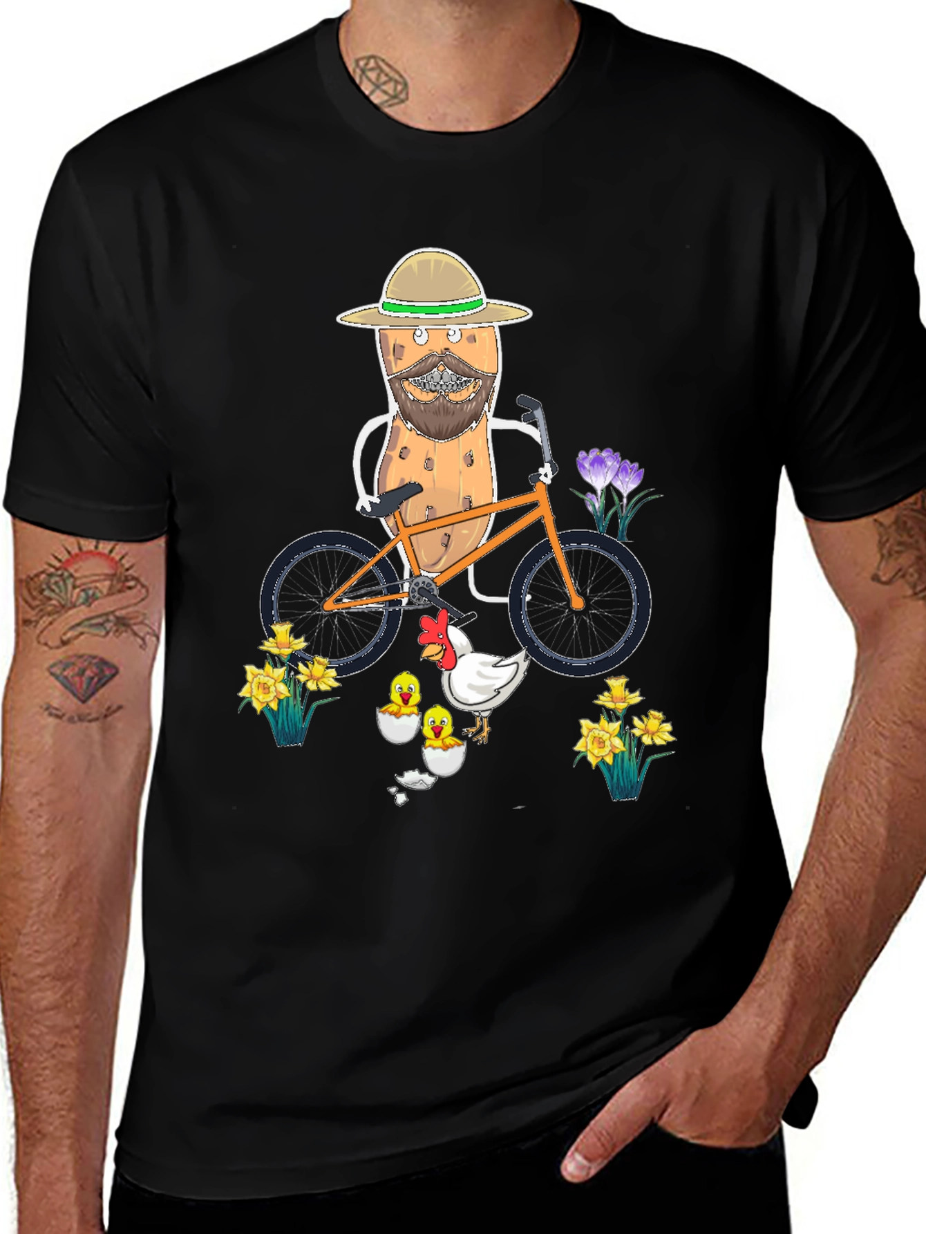 Novelty Potato & Chicken Graphic T-Shirt