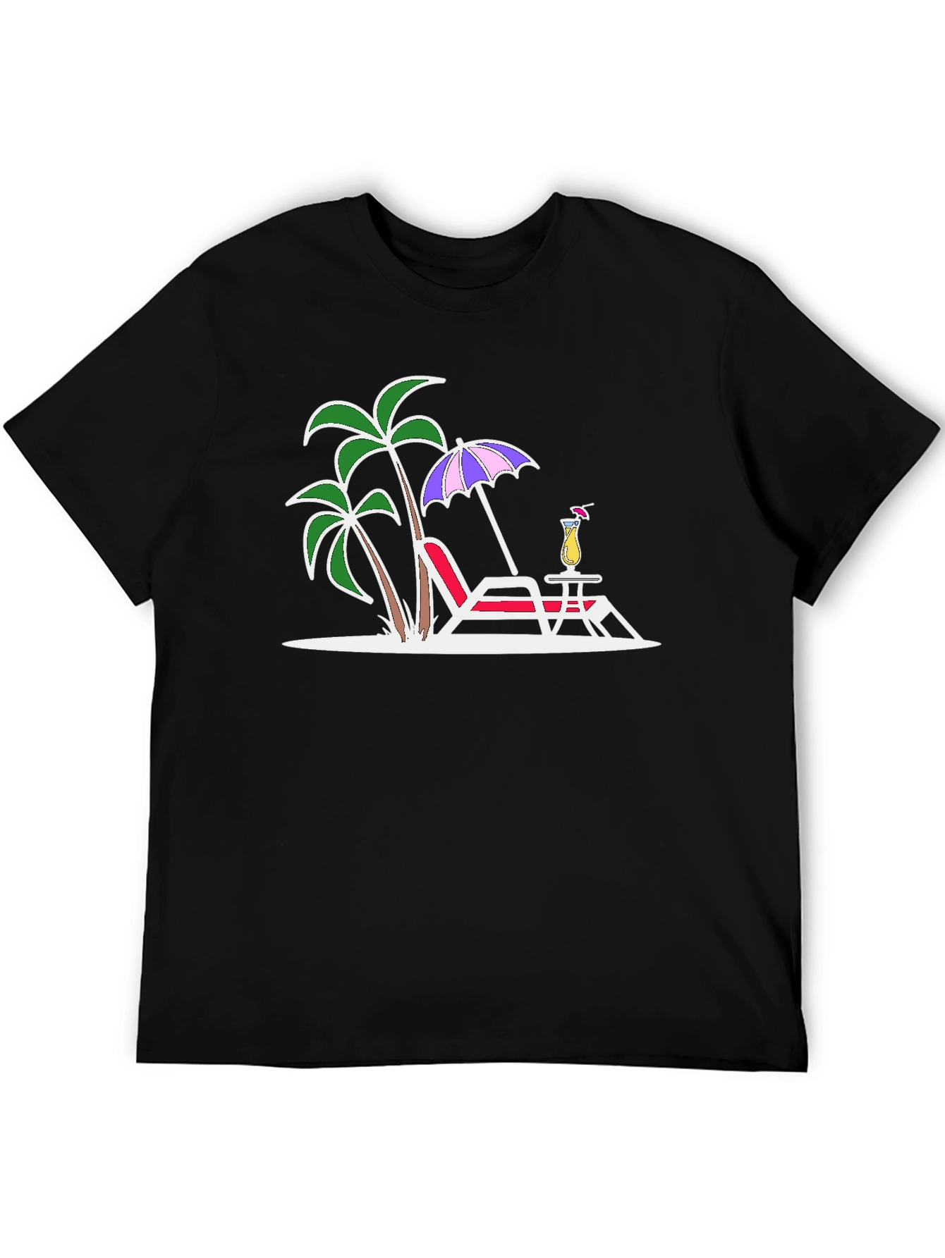 Tropical Beach Scene Graphic T-Shirt