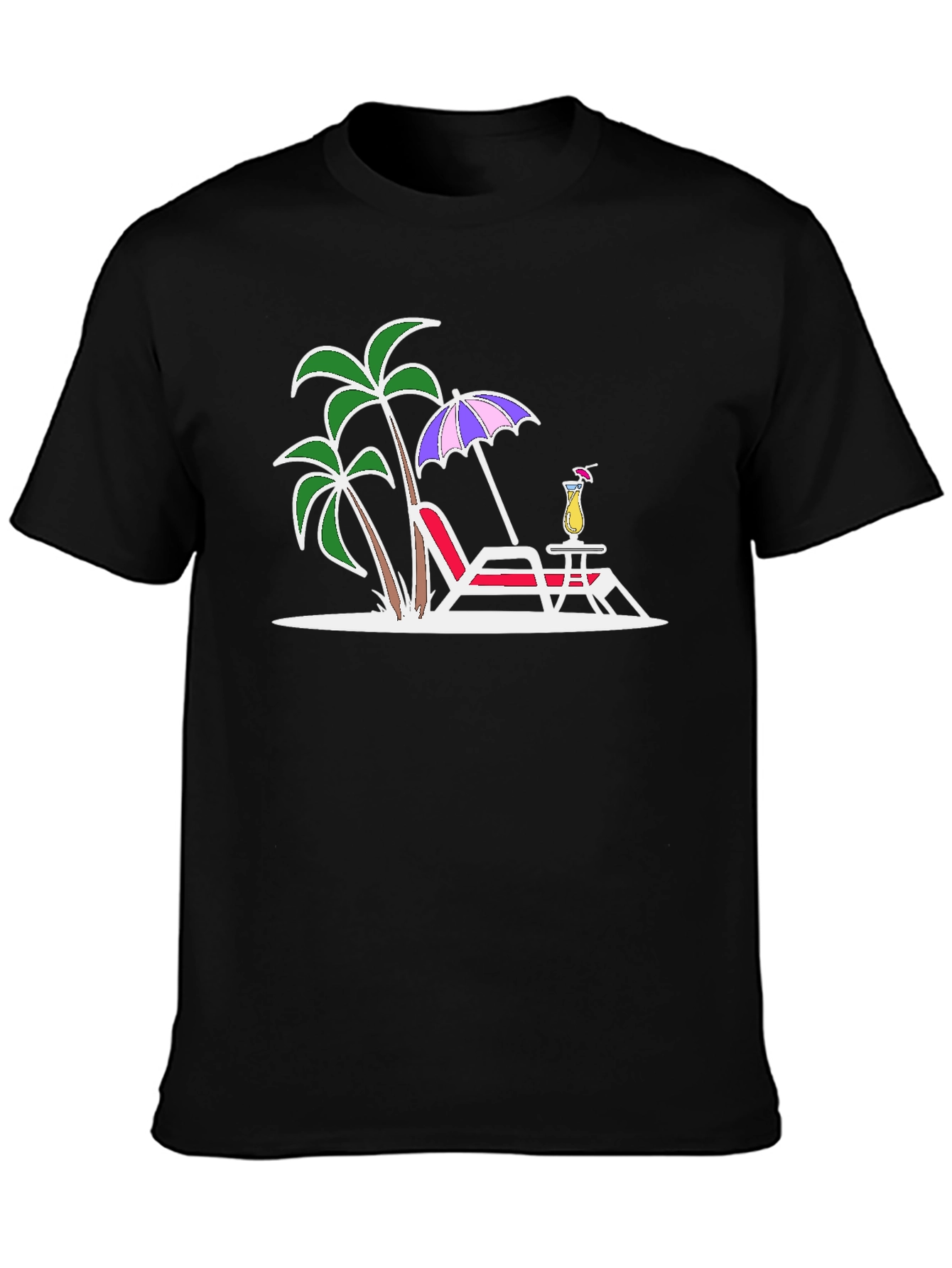 Tropical Beach Scene Graphic T-Shirt
