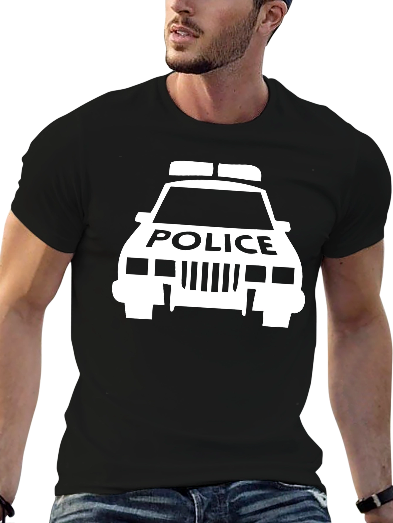 Police Car Graphic Tee - Black