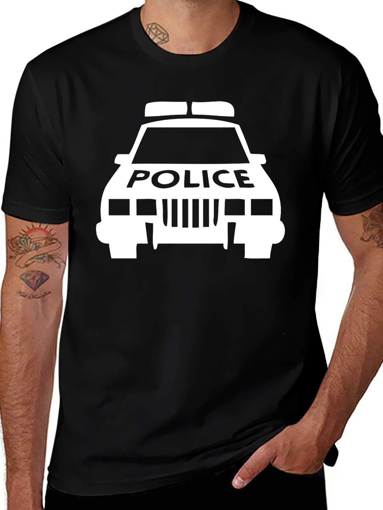 Police Car Graphic Tee - Black