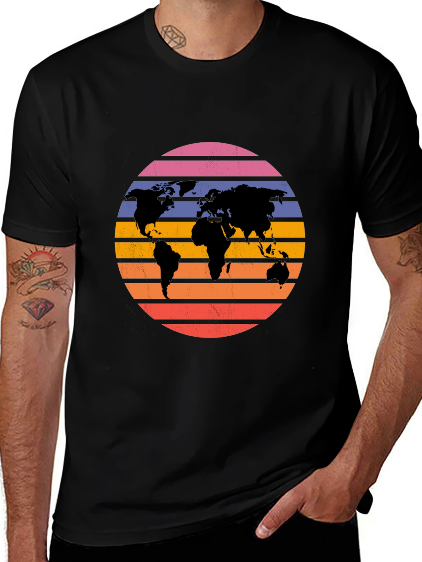 Retro World Map Graphic Tee