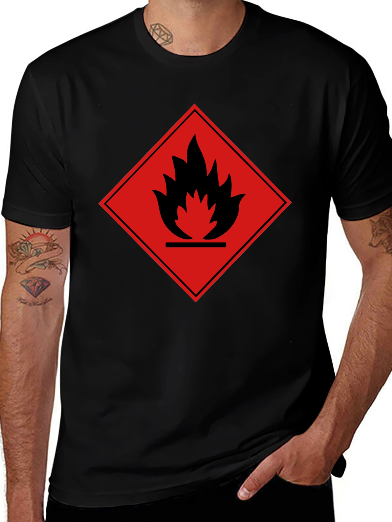 Flammable Symbol Graphic Tee - Bold & Stylish