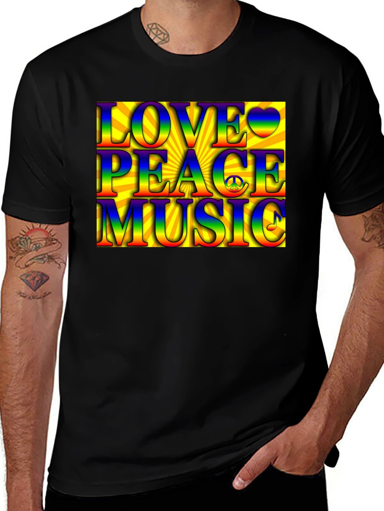 Love Peace Music Rainbow T-Shirt
