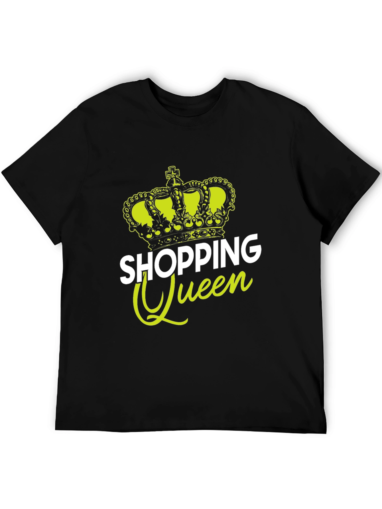 Shopping Queen Black T-Shirt Crown Graphic