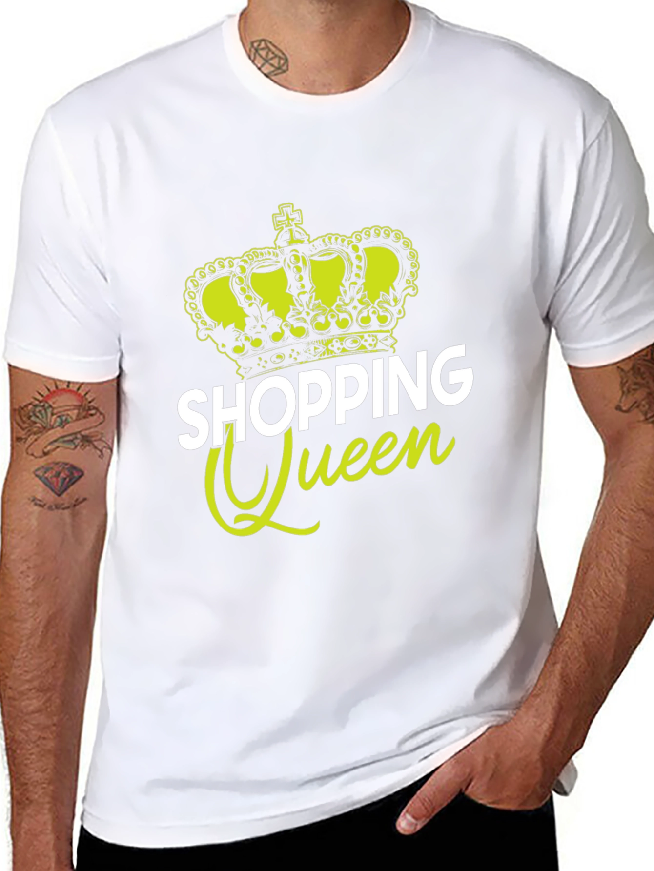 Shopping Queen Black T-Shirt Crown Graphic