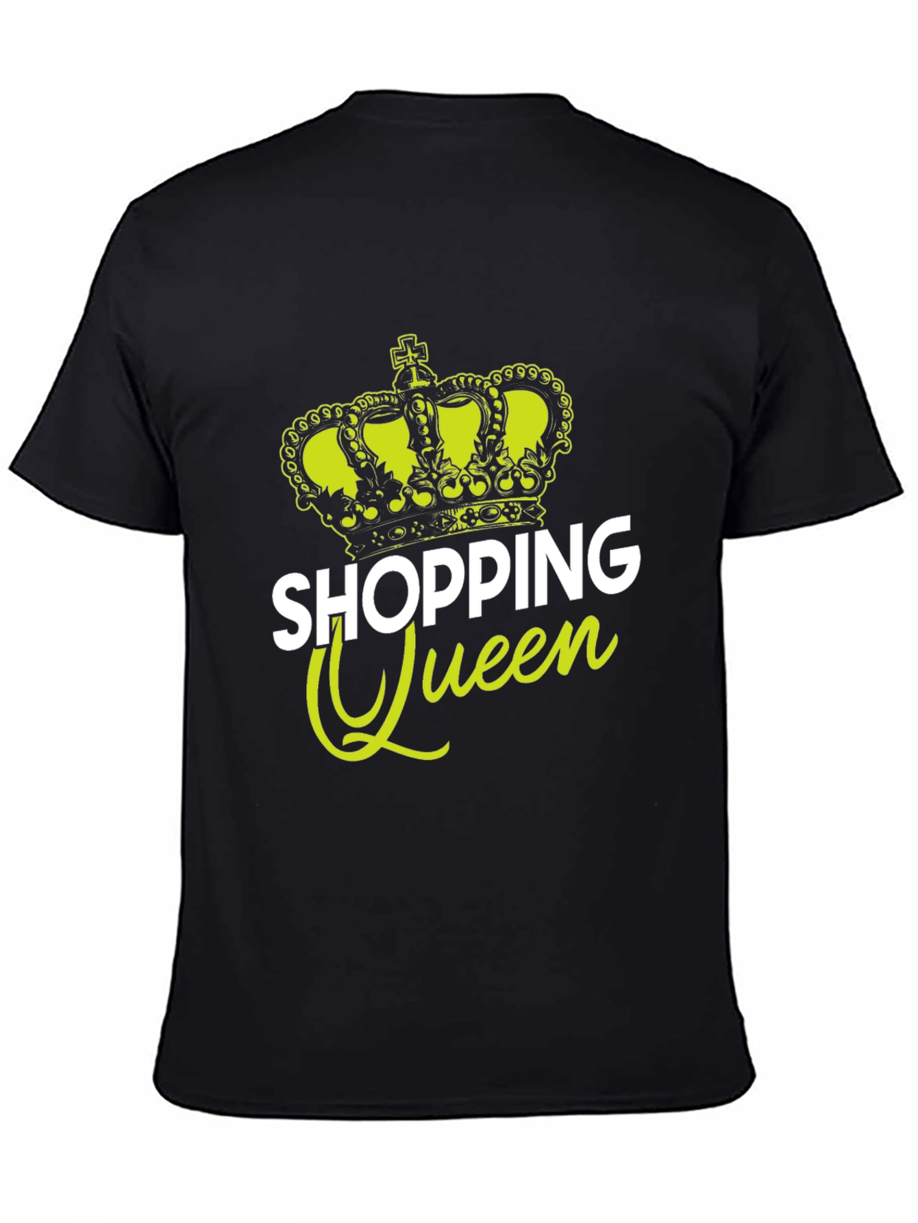 Shopping Queen Black T-Shirt Crown Graphic