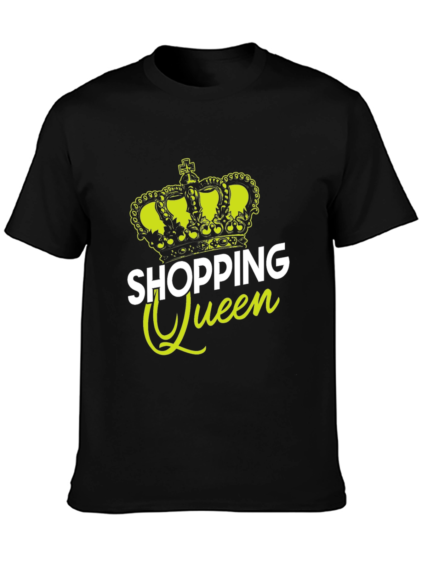 Shopping Queen Black T-Shirt Crown Graphic