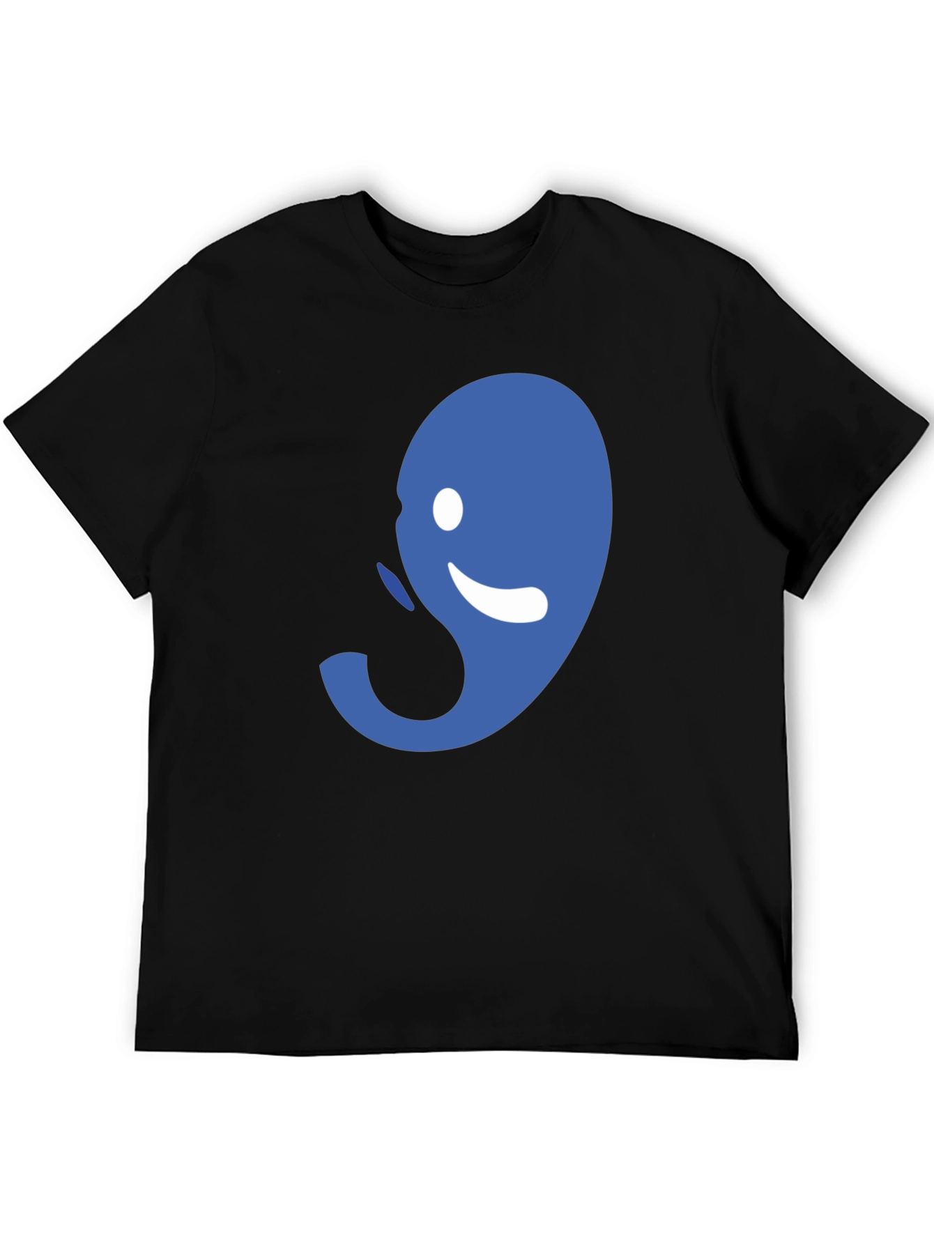 Abstract Blue Graphic Print Mens Black Tee