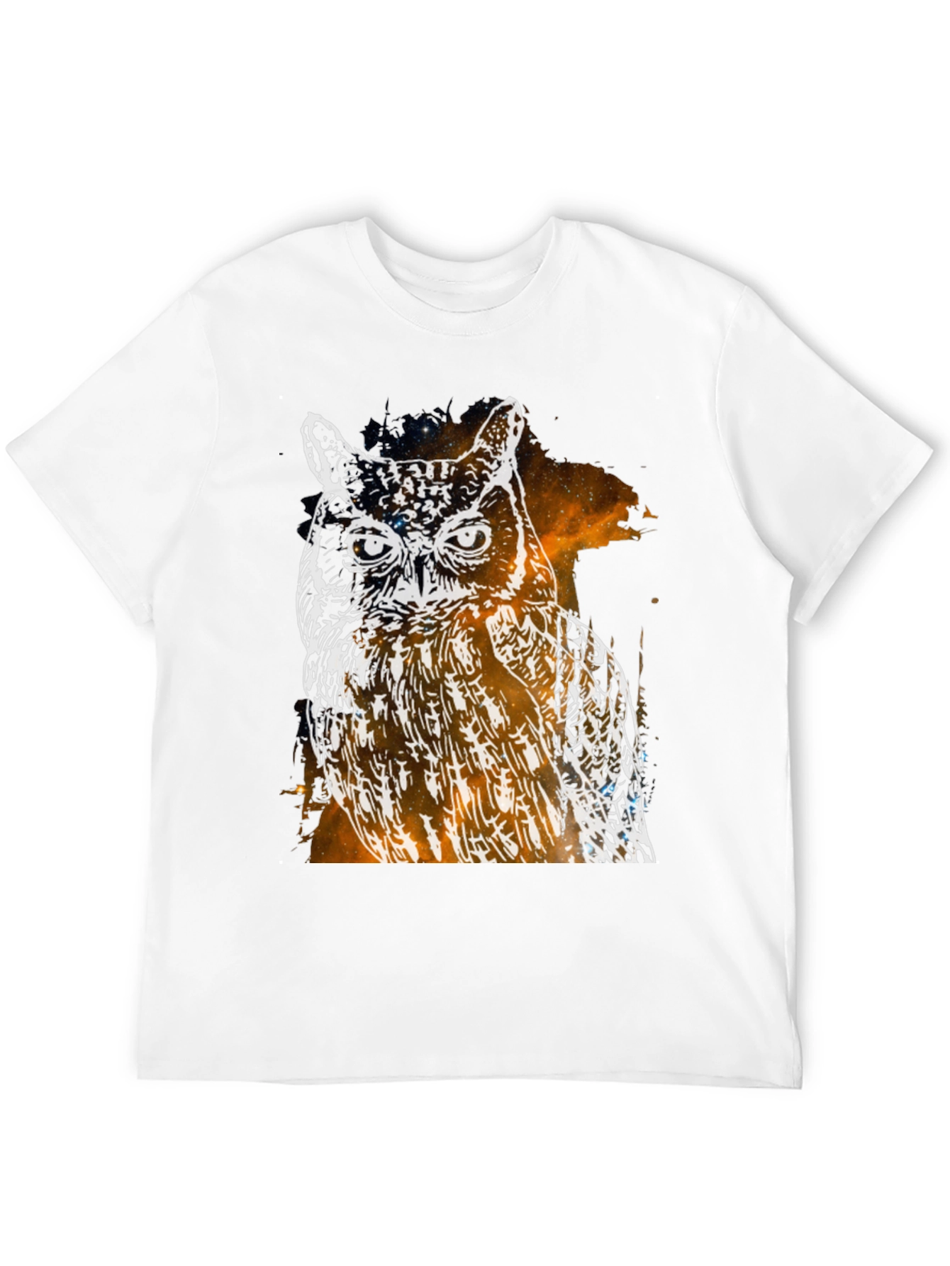 Galaxy Owl Graphic Print Black T-Shirt