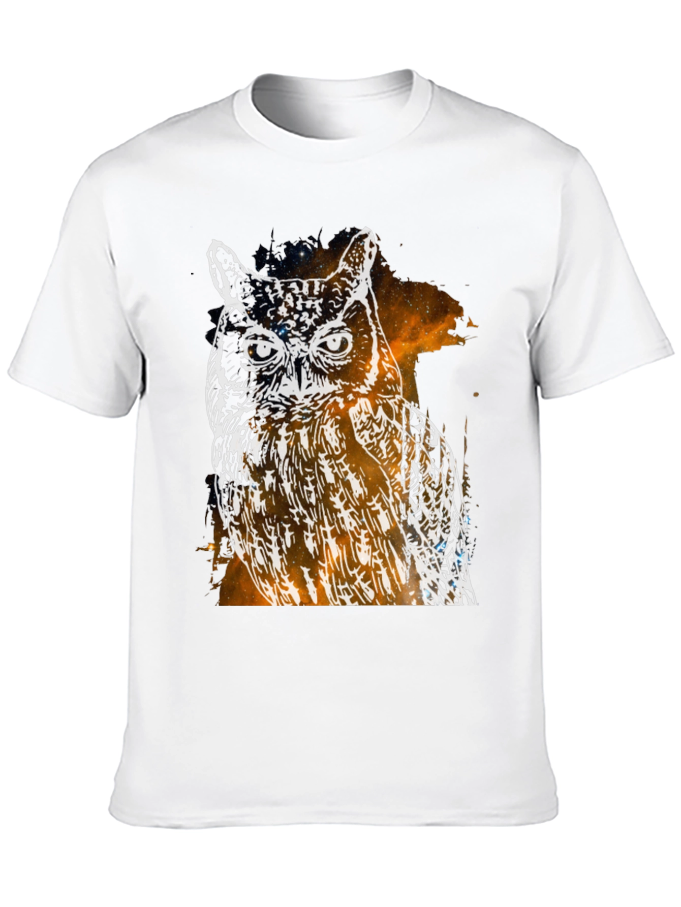 Galaxy Owl Graphic Print Black T-Shirt