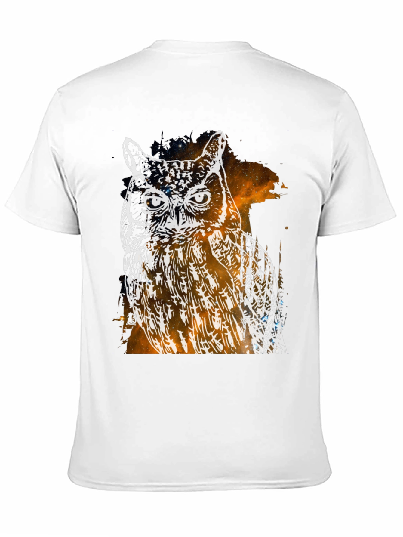 Galaxy Owl Graphic Print Black T-Shirt