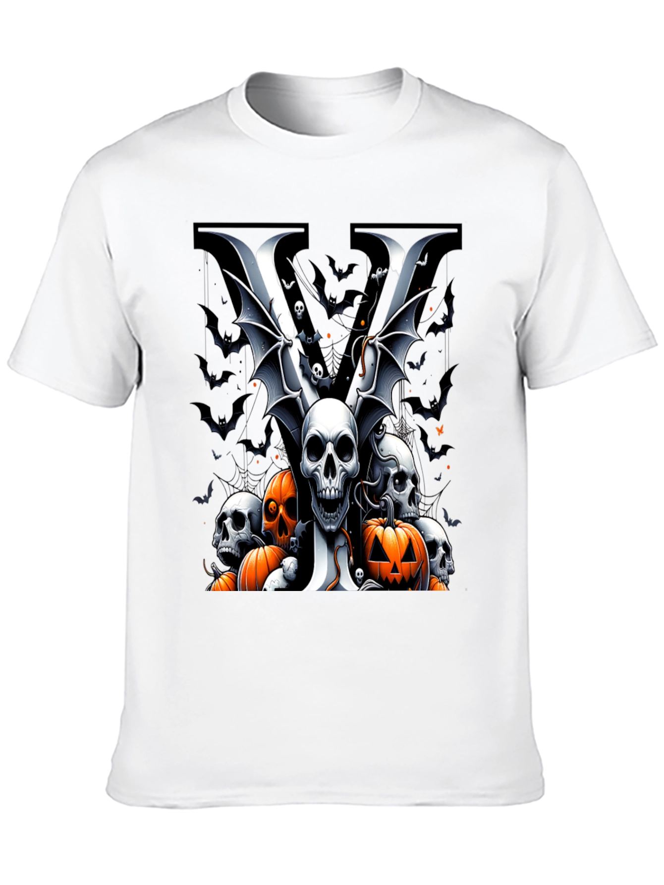 Skull & Pumpkin Halloween Graphic Tee