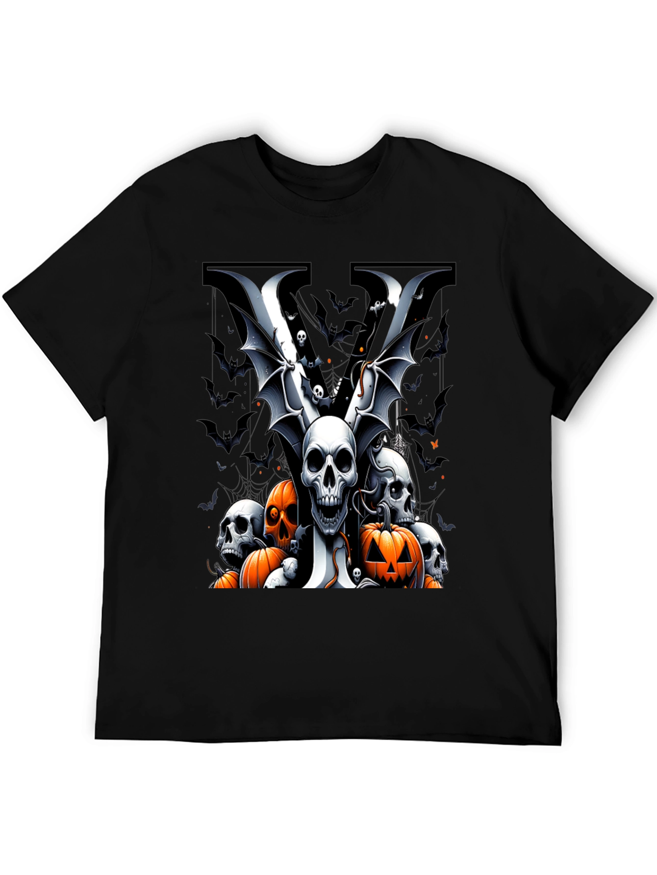 Skull & Pumpkin Halloween Graphic Tee