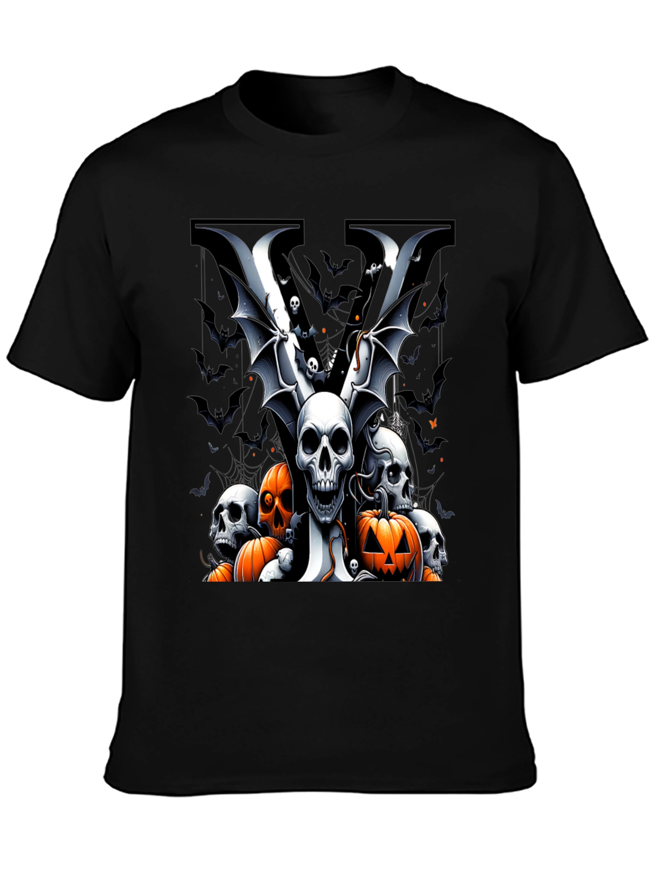 Skull & Pumpkin Halloween Graphic Tee