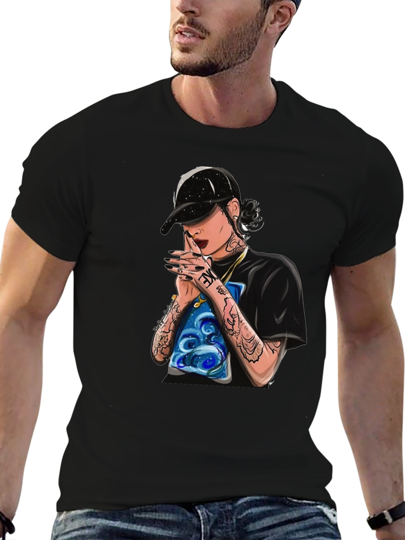 Stylish Black T-Shirt with Kehlani Graphic