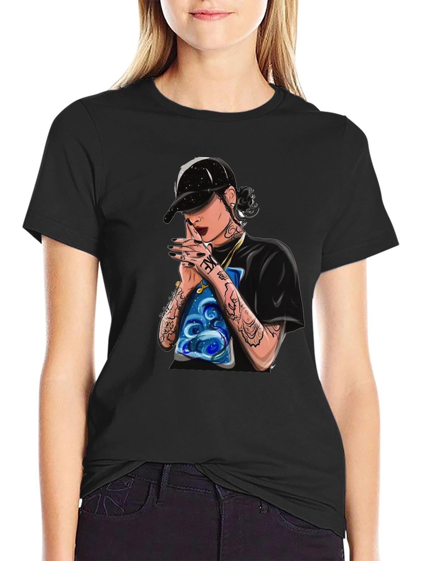 Stylish Black T-Shirt with Kehlani Graphic