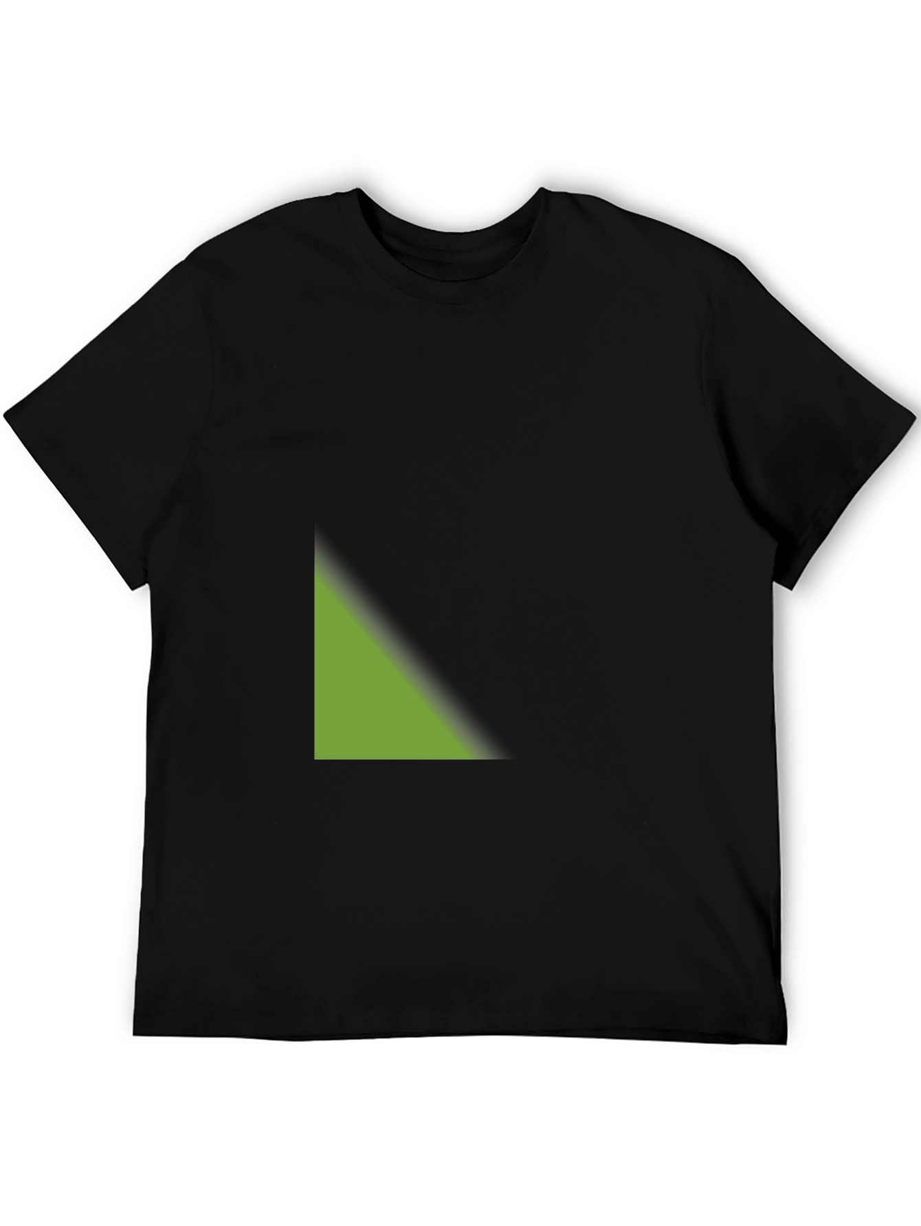 Modern Black Tee with Geometric Green Detail
