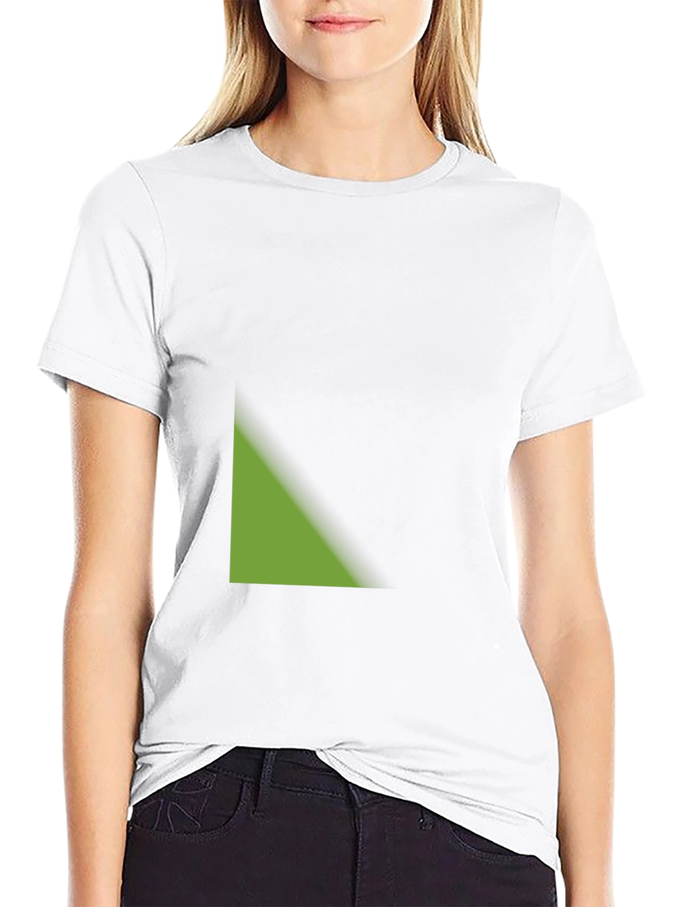 Modern Black Tee with Geometric Green Detail