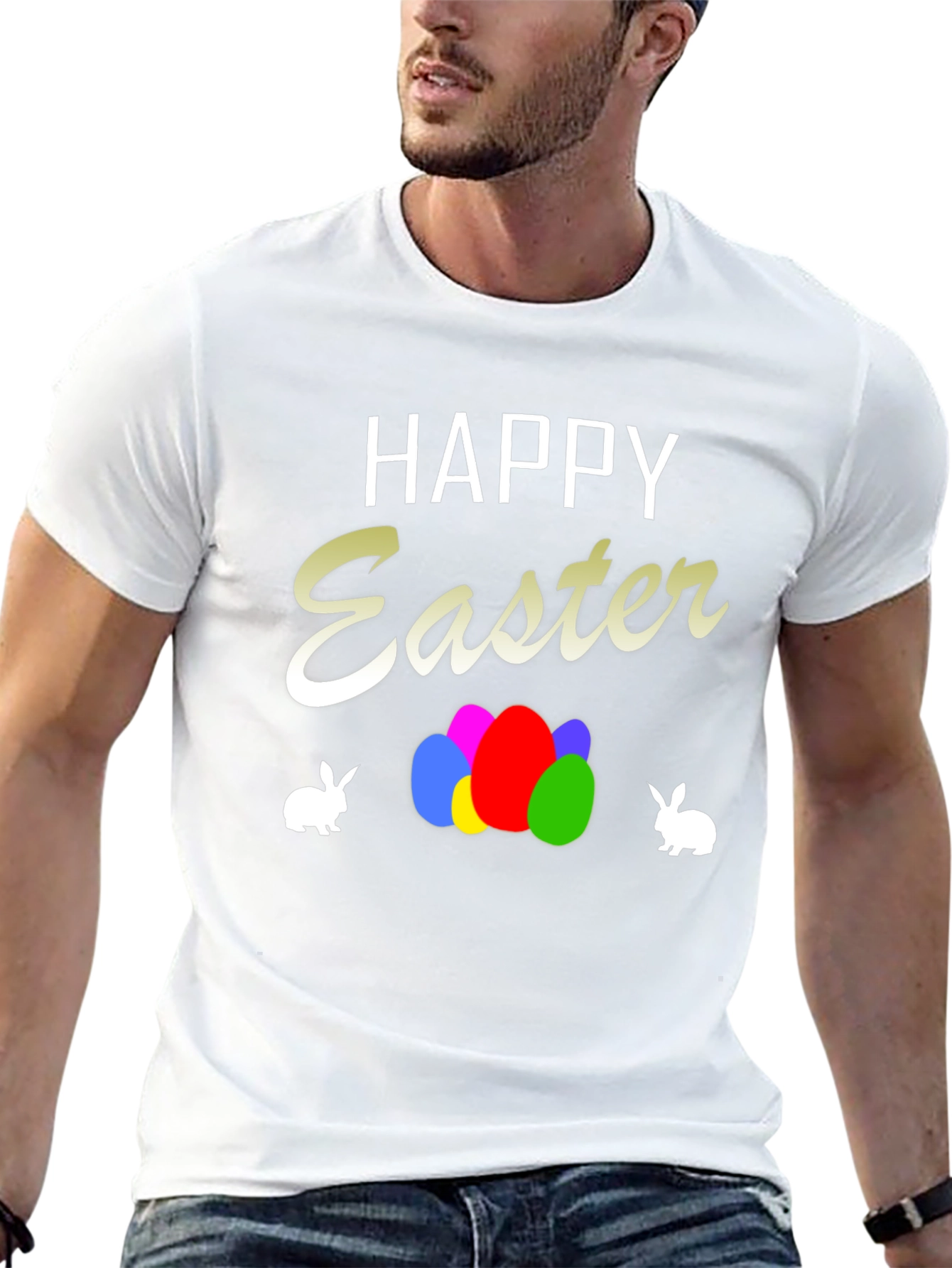 Happy Easter T-Shirt with Eggs and Bunnies