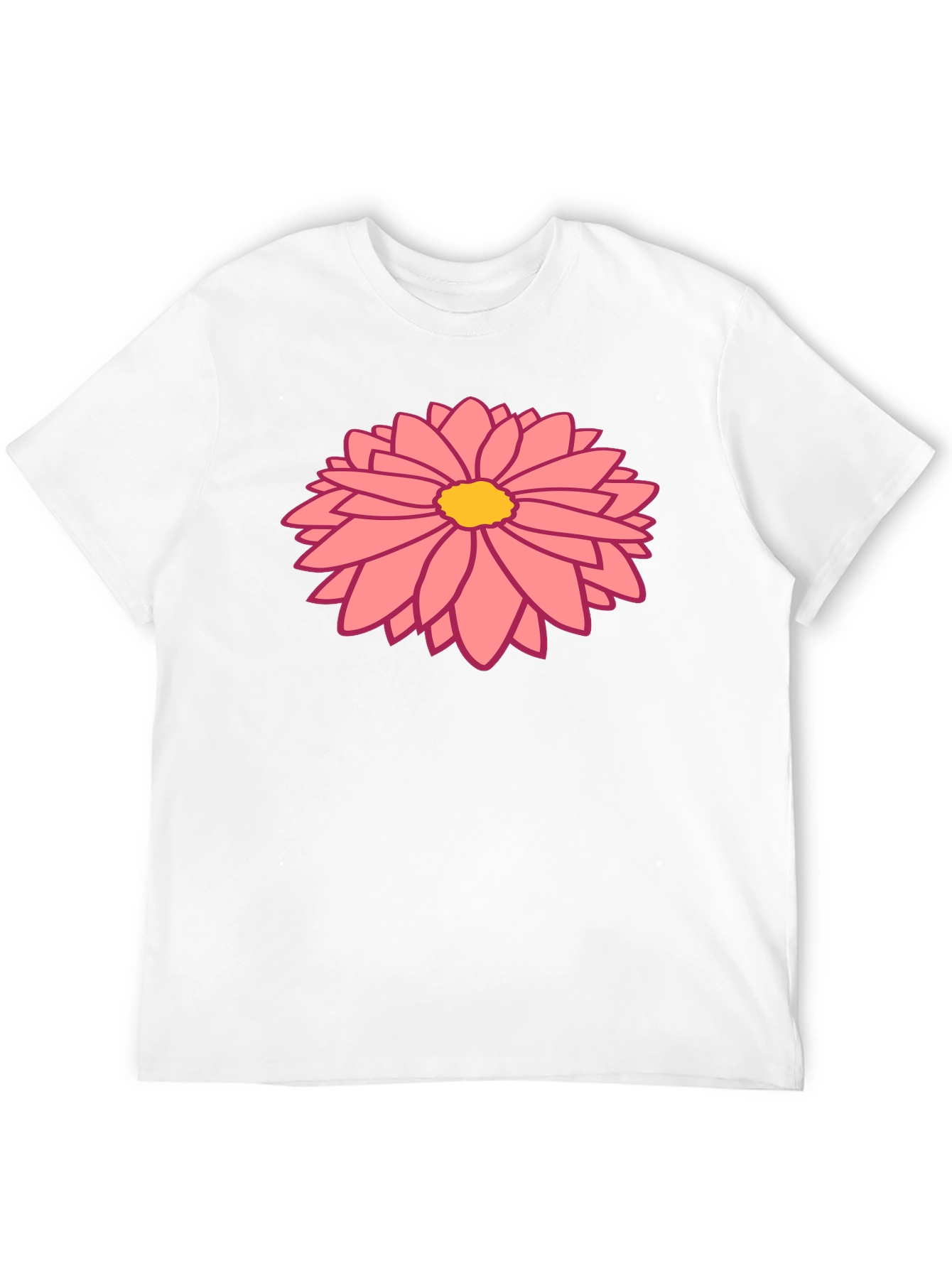 Black T-Shirt with Pink Floral Design