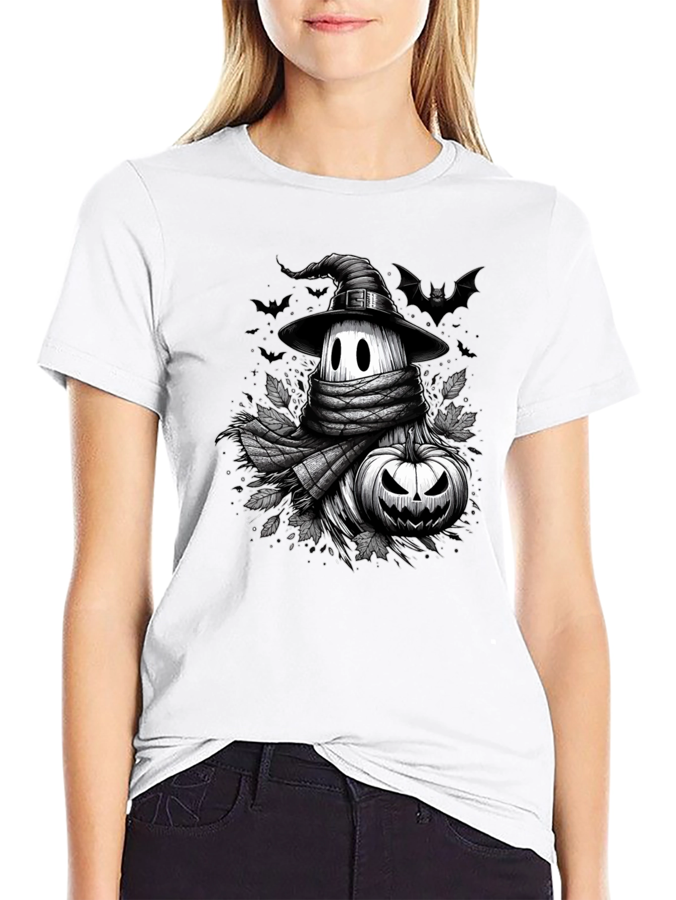 Spooky Season Halloween T-Shirt - Ghost & Pumpkin Design