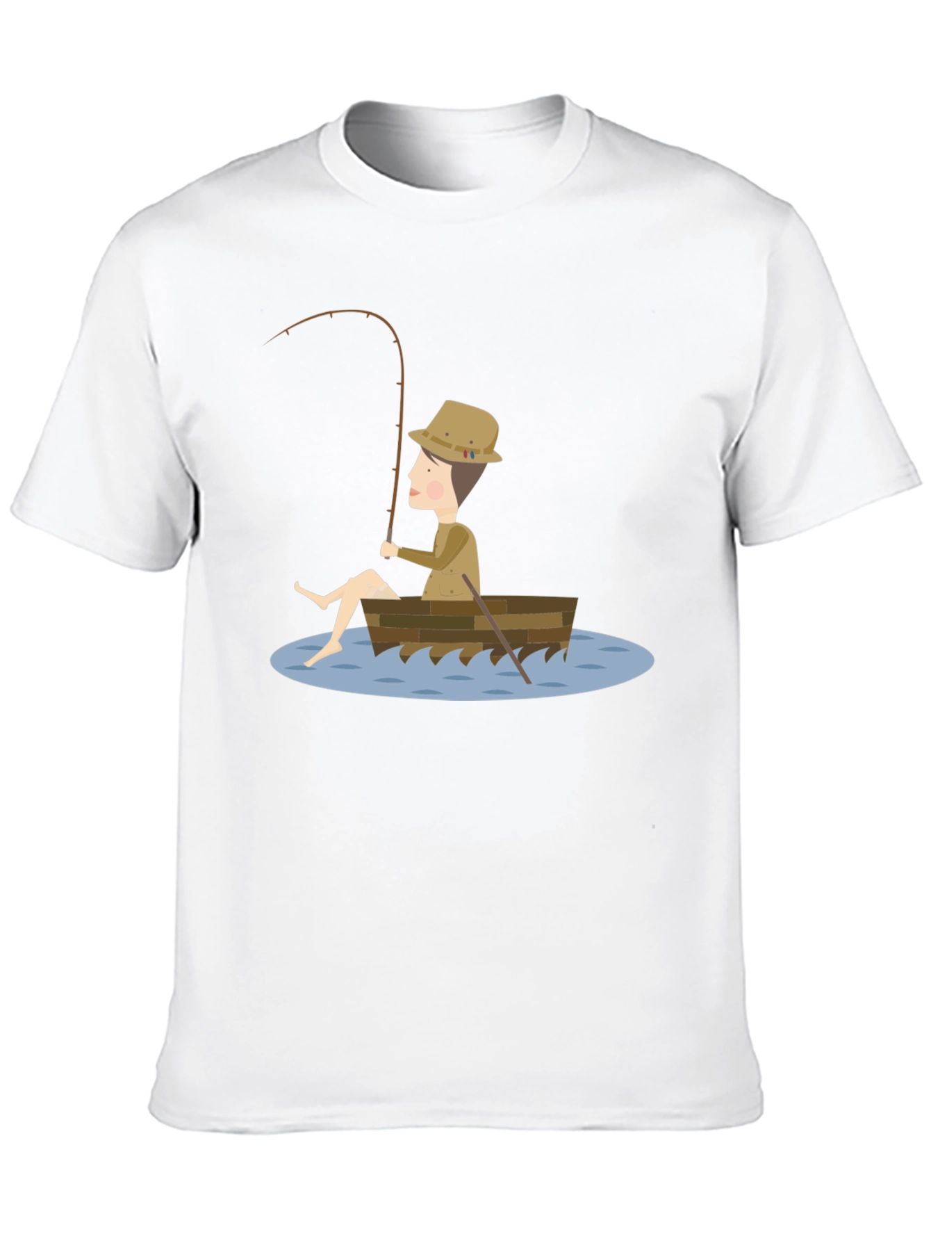 Fisherman Cartoon T-Shirt - Unisex Black Tee