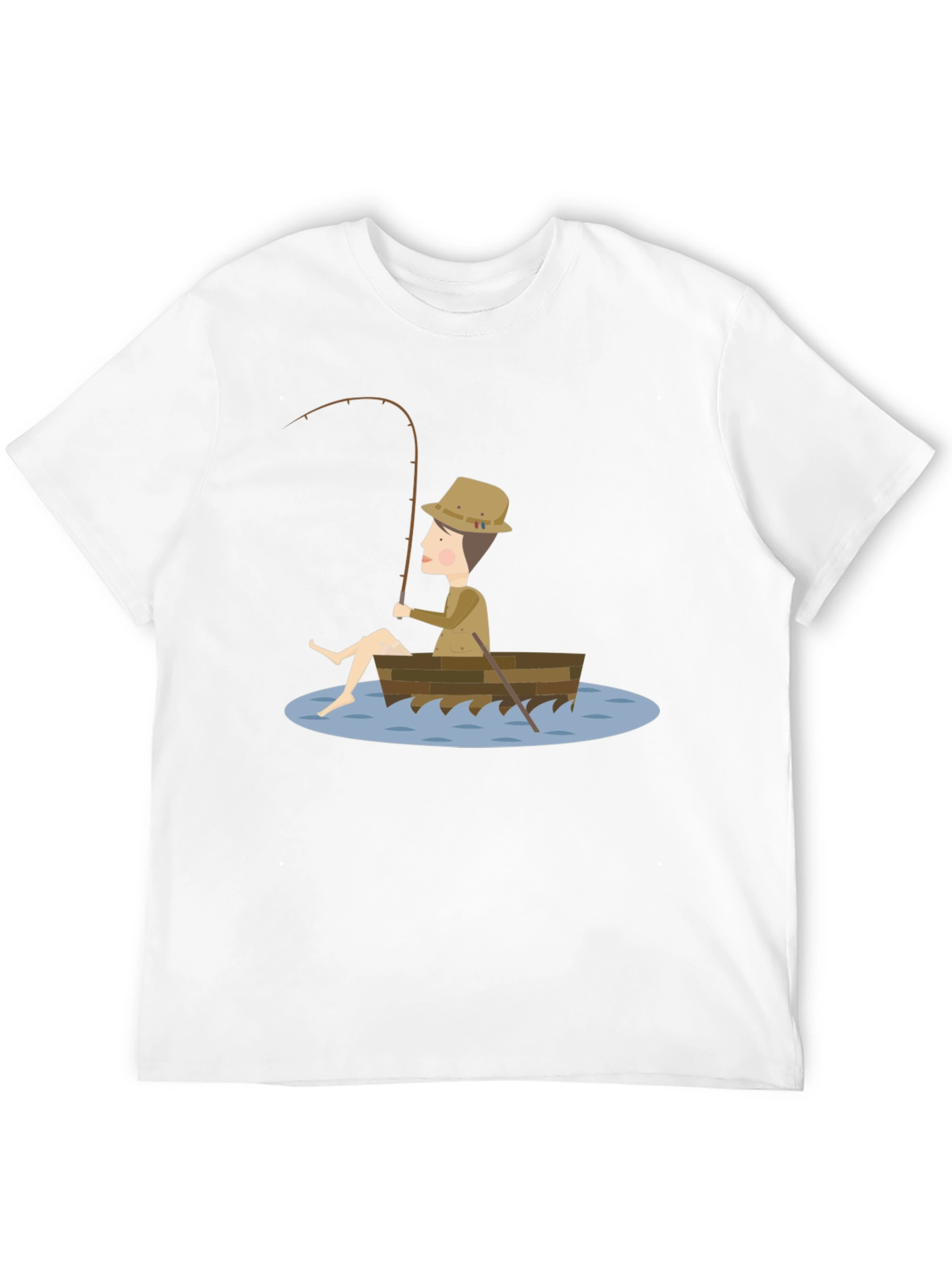 Fisherman Cartoon T-Shirt - Unisex Black Tee
