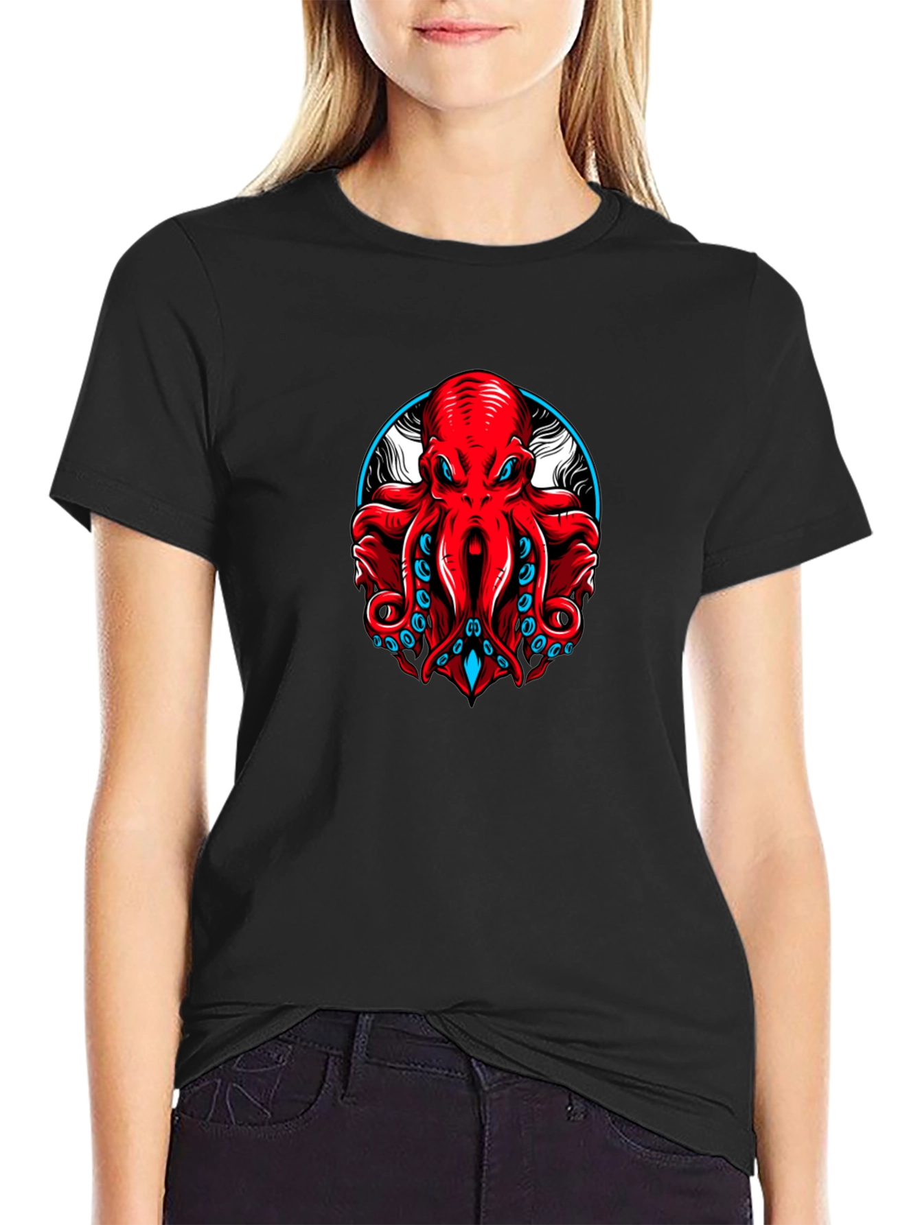 Red Octopus Graphic T-Shirt - Kraken Tee