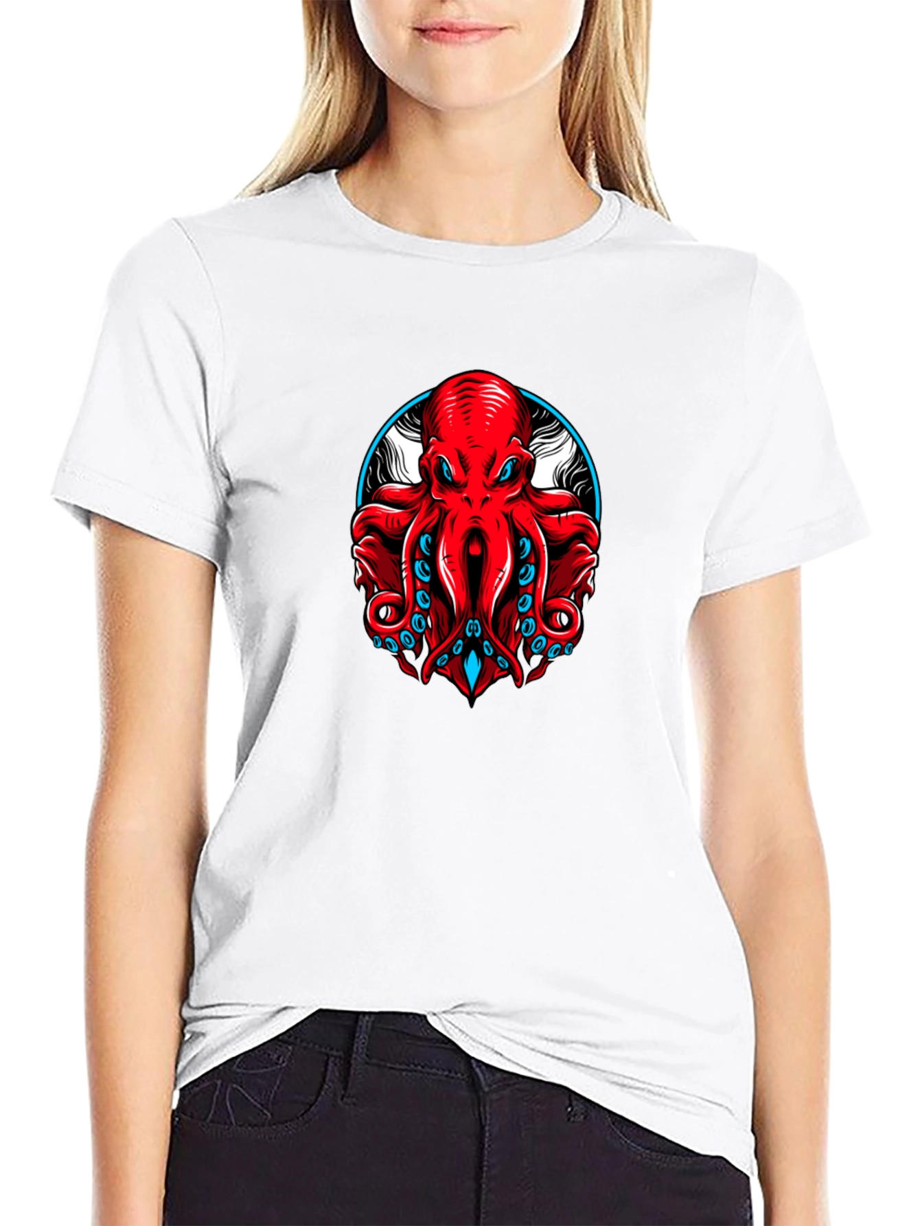 Red Octopus Graphic T-Shirt - Kraken Tee