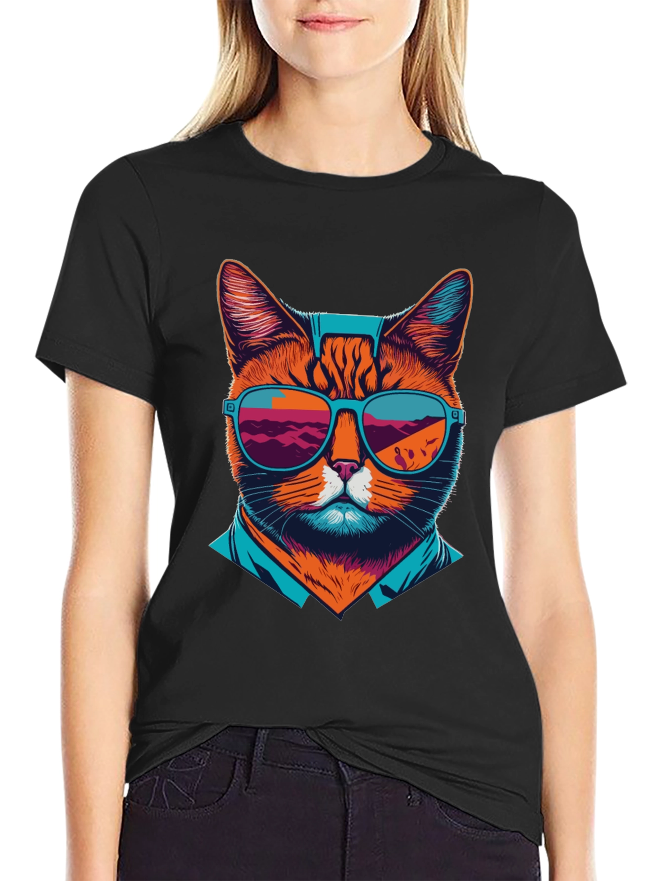 Cool Cat T-Shirt: Retro Shades Design