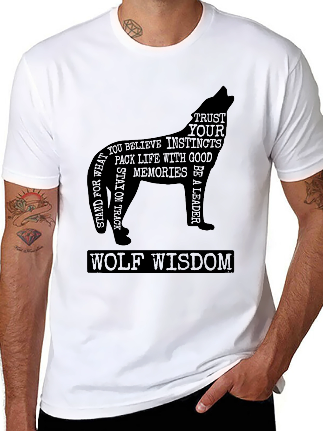 Wolf Wisdom Graphic Tee - Black