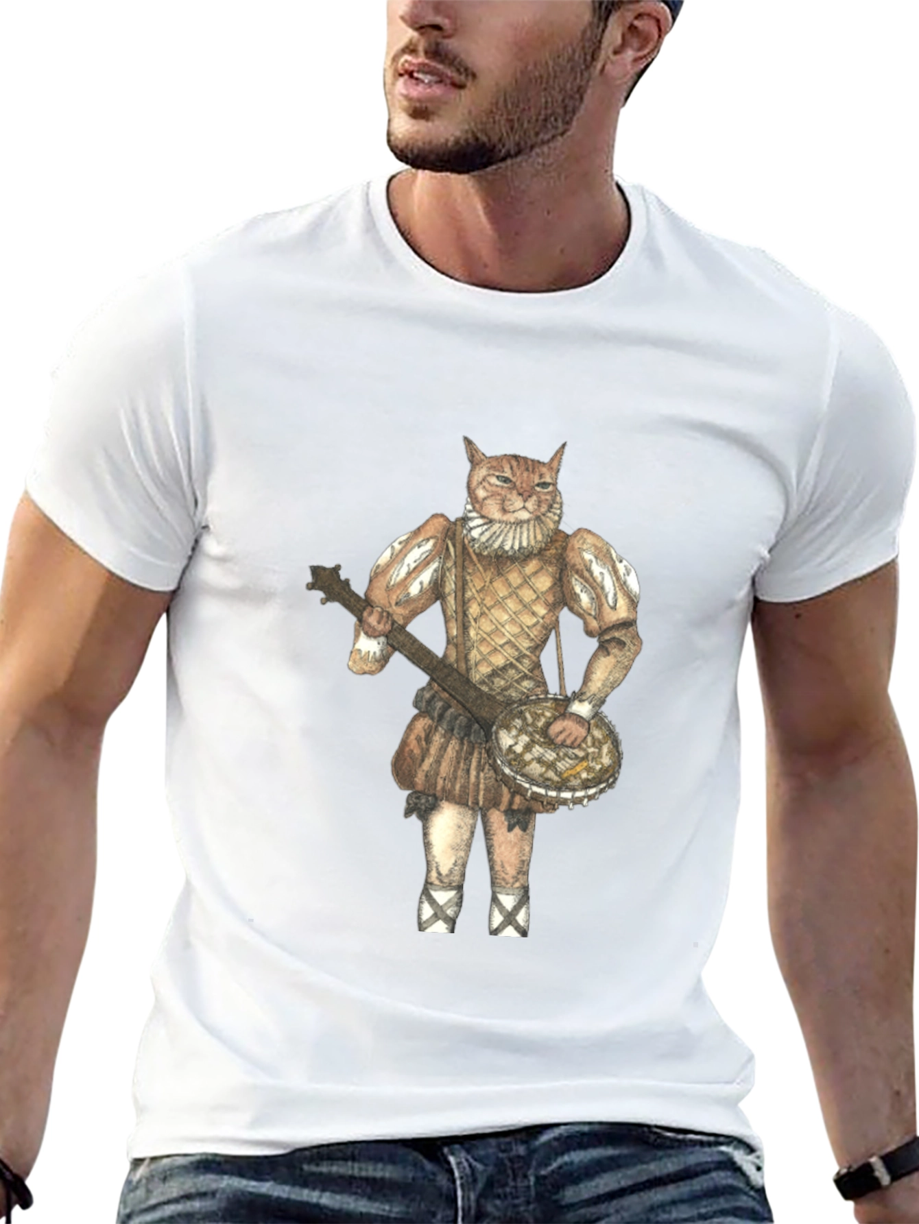 Quirky Cat Musician Graphic Tee