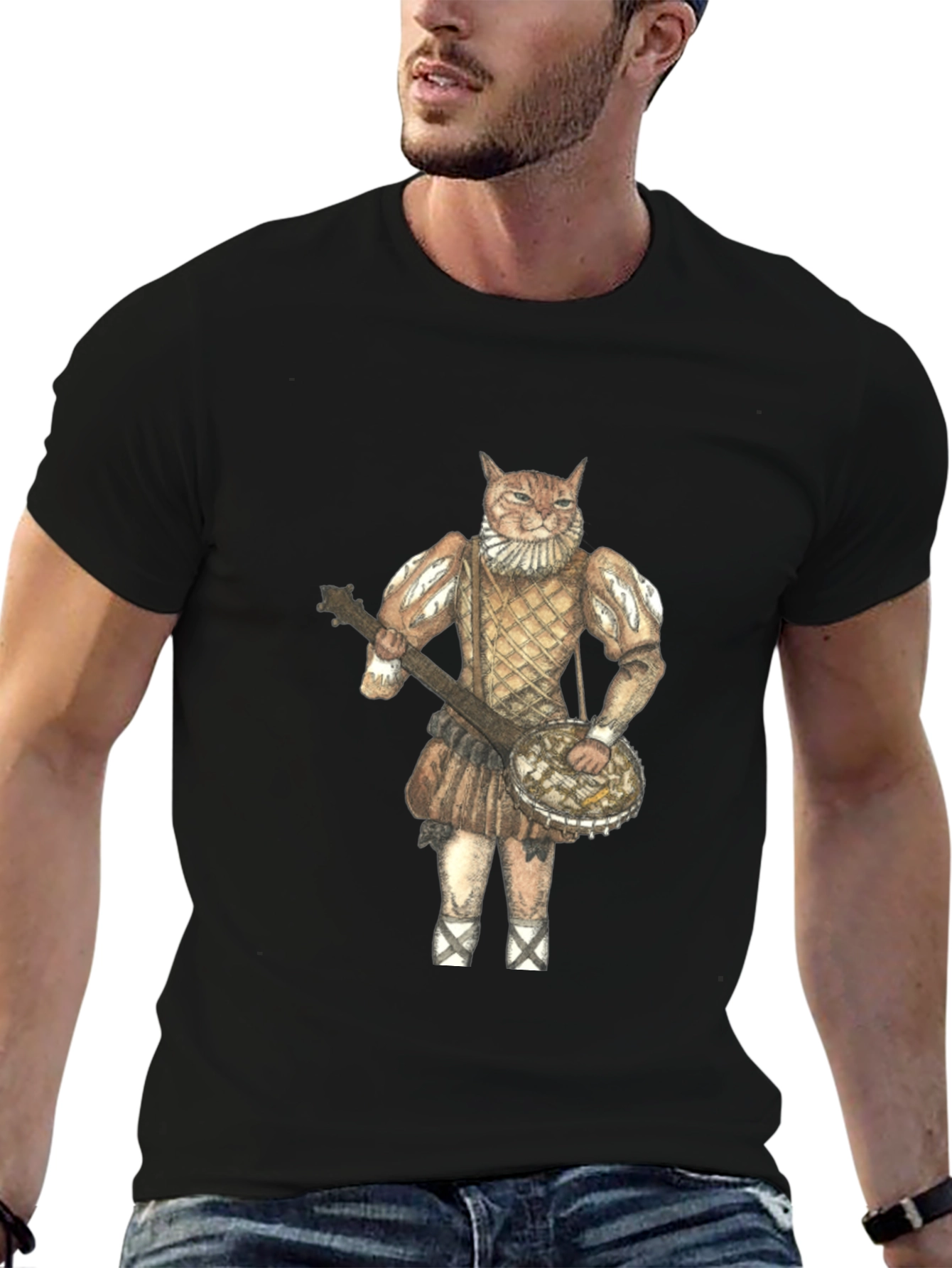 Quirky Cat Musician Graphic Tee