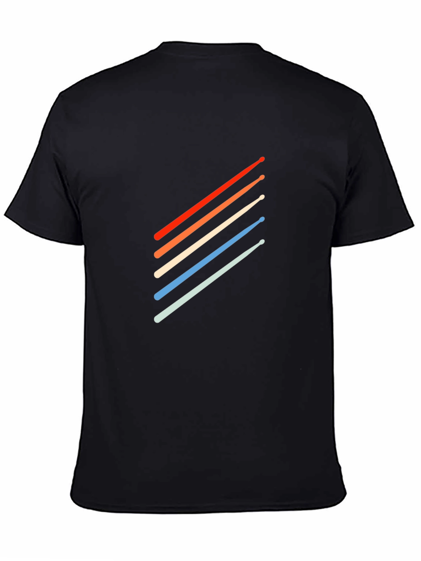 Retro Drum Sticks Graphic Tee - Black Cotton