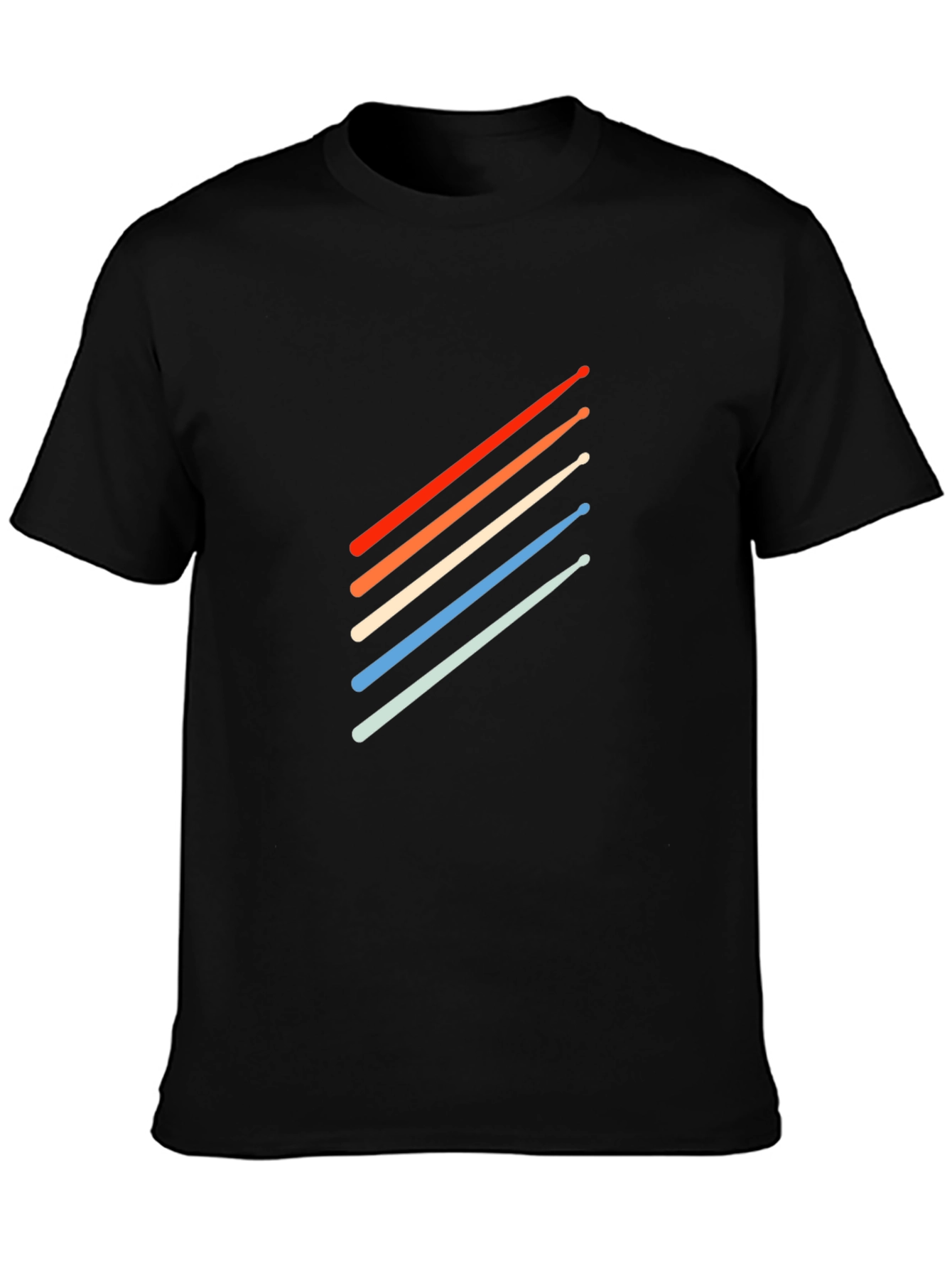 Retro Drum Sticks Graphic Tee - Black Cotton