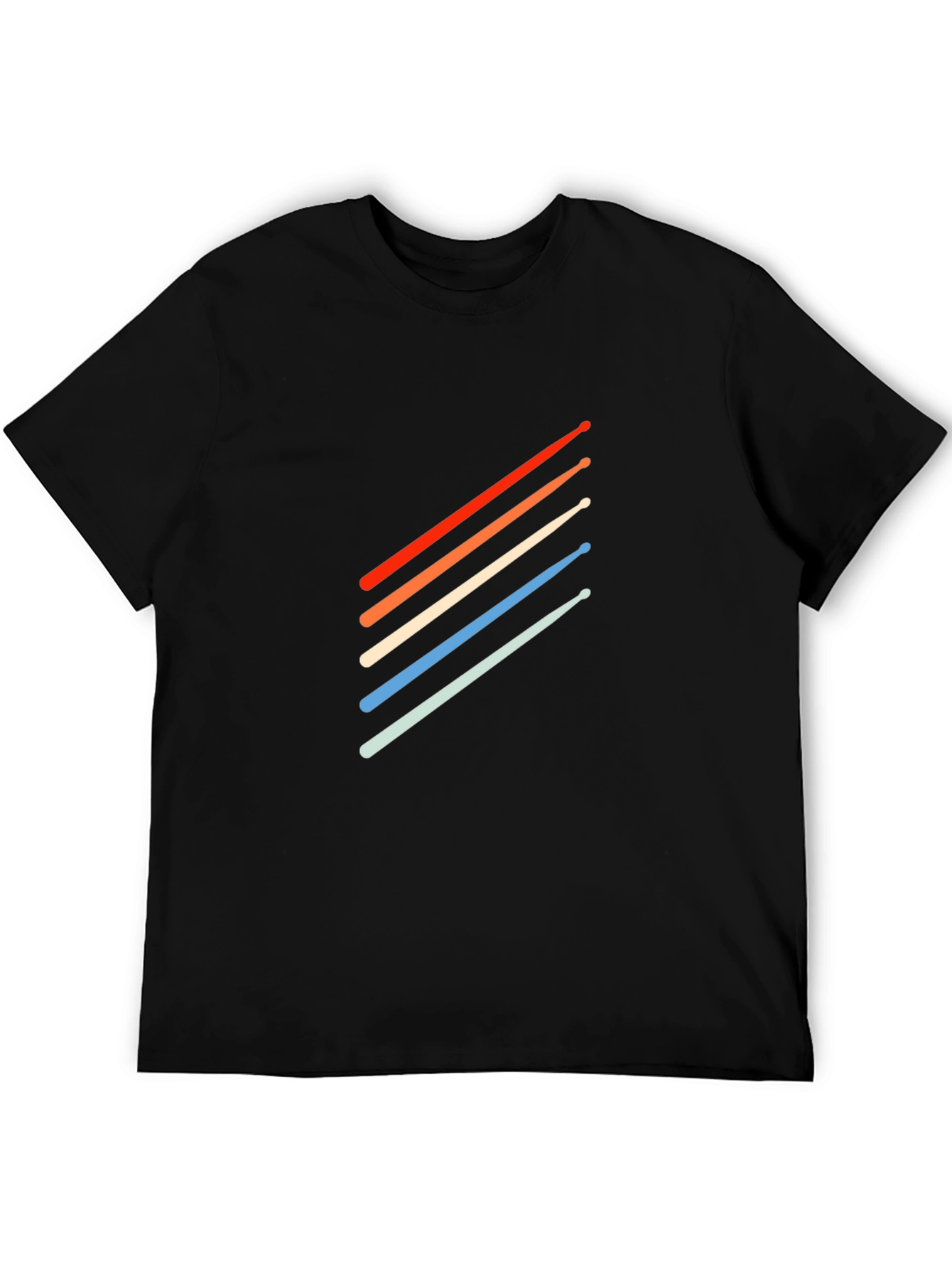 Retro Drum Sticks Graphic Tee - Black Cotton