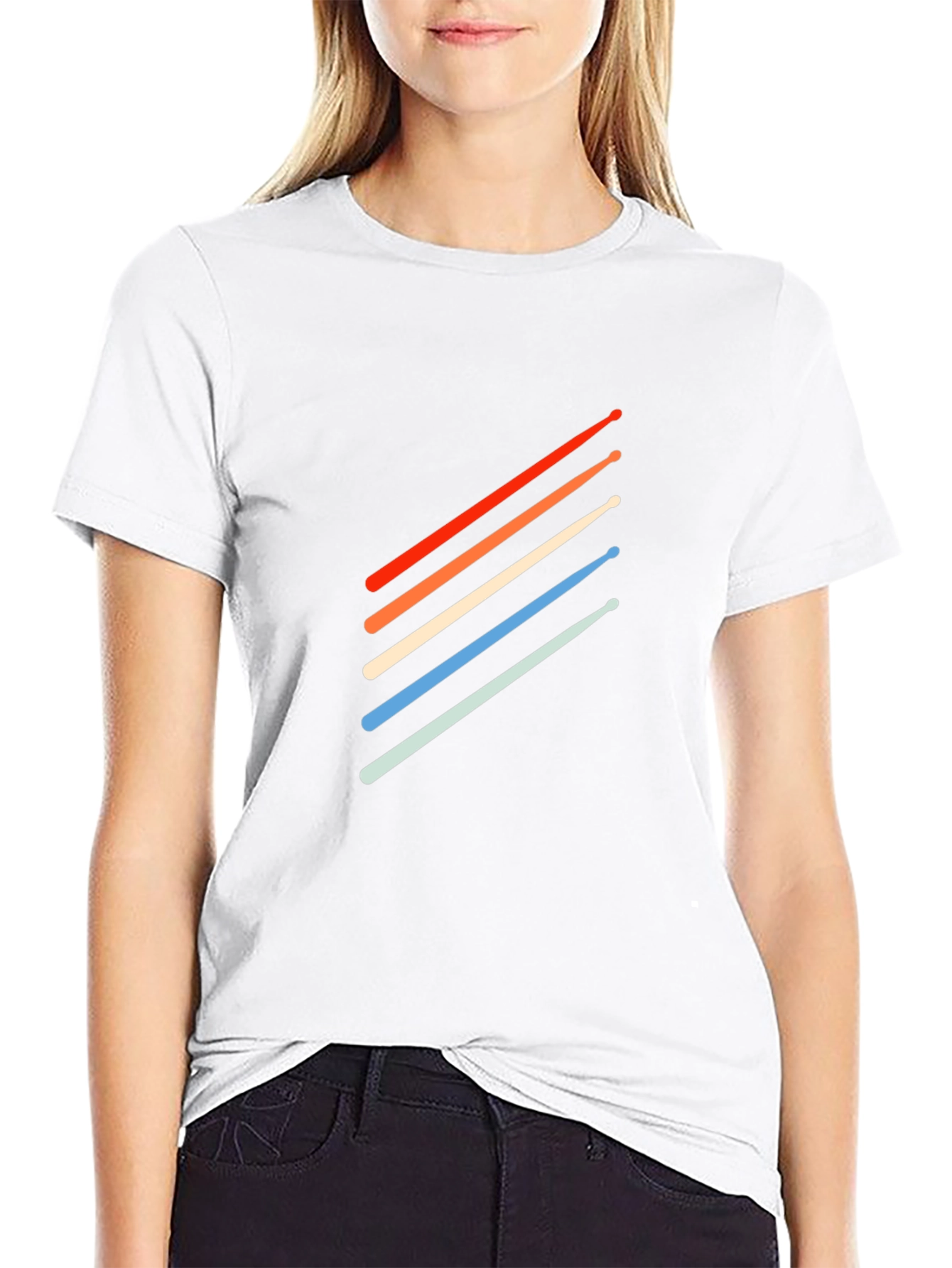 Retro Drum Sticks Graphic Tee - Black Cotton