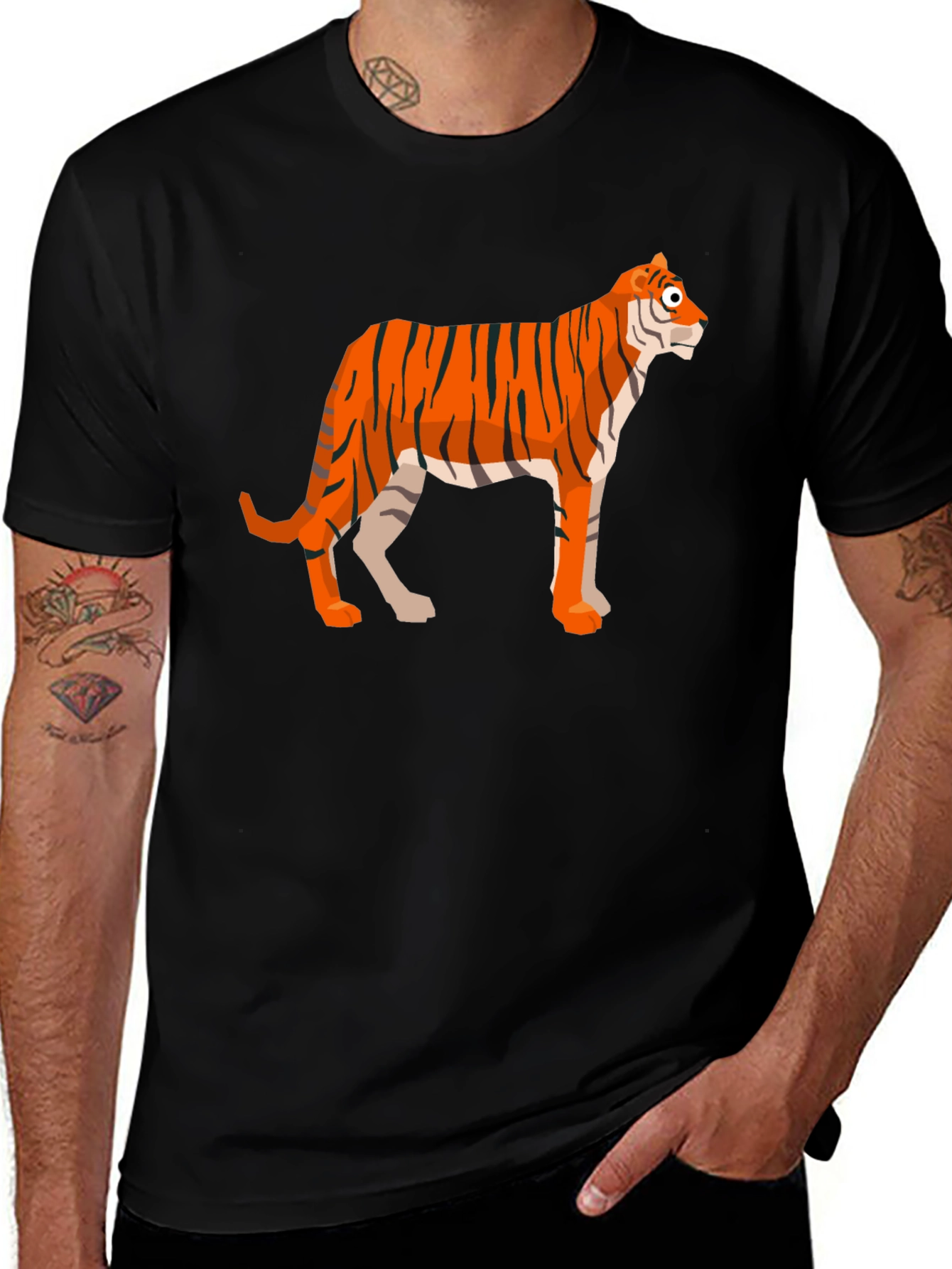 Tiger Graphic T-Shirt - Mens Black Tee
