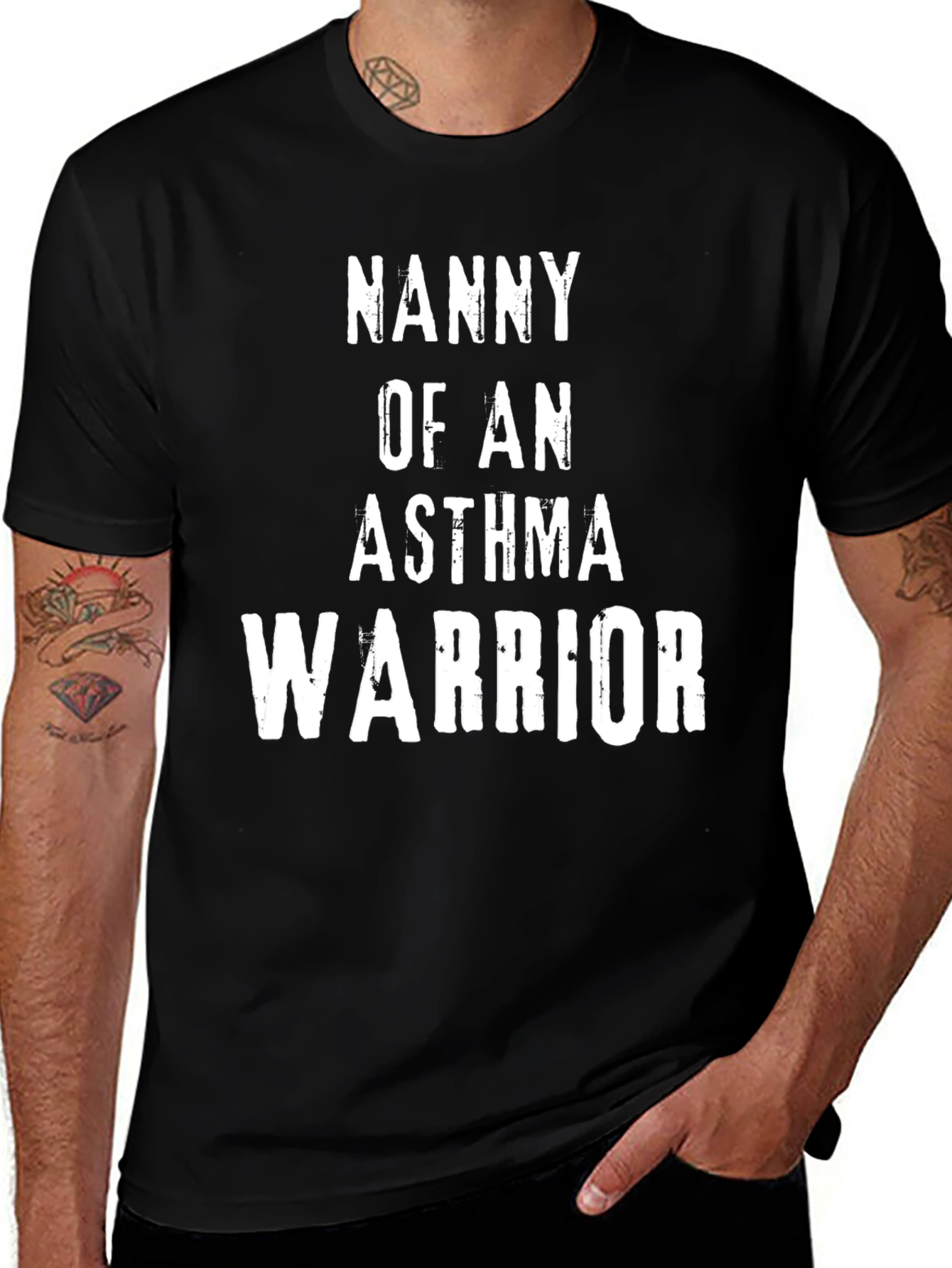 Nanny of an Asthma Warrior Black T-Shirt