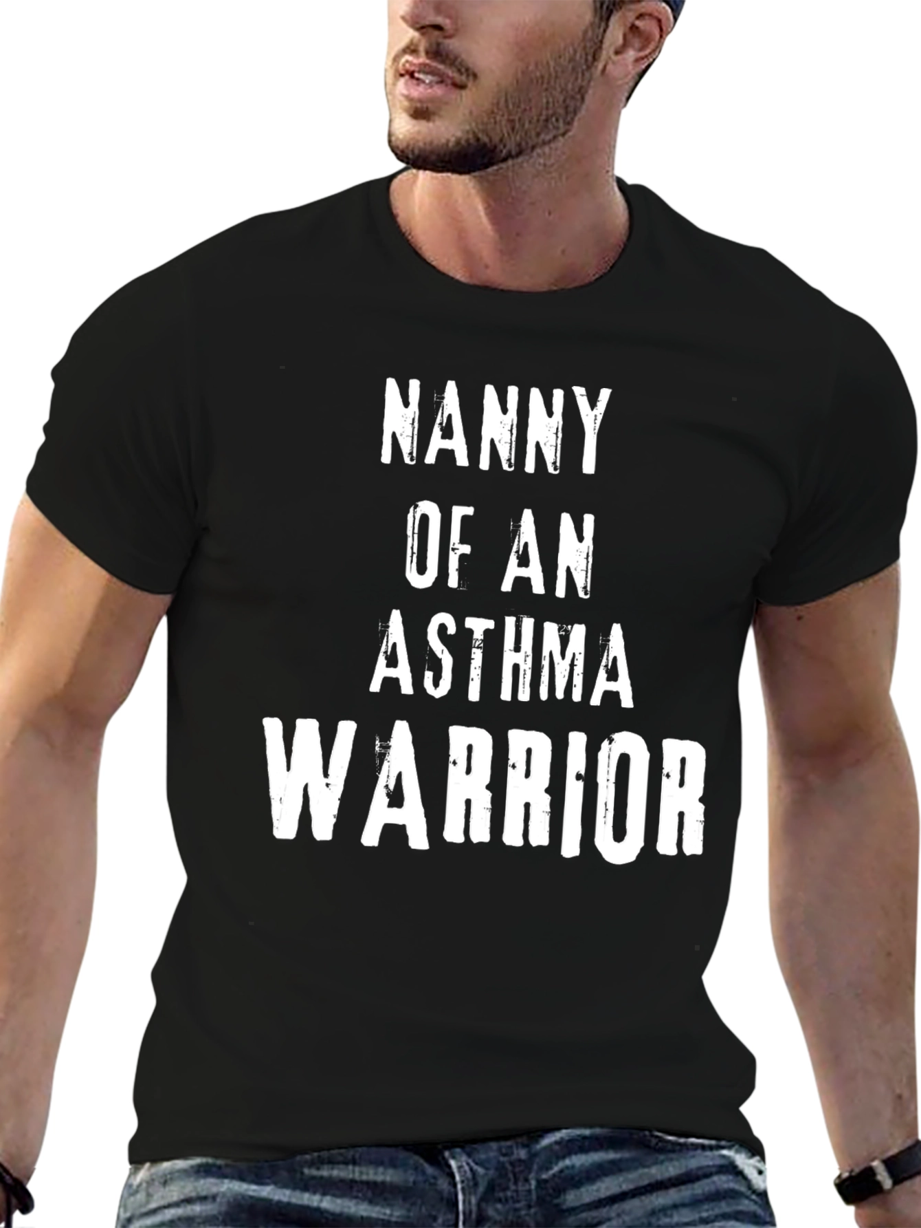 Nanny of an Asthma Warrior Black T-Shirt