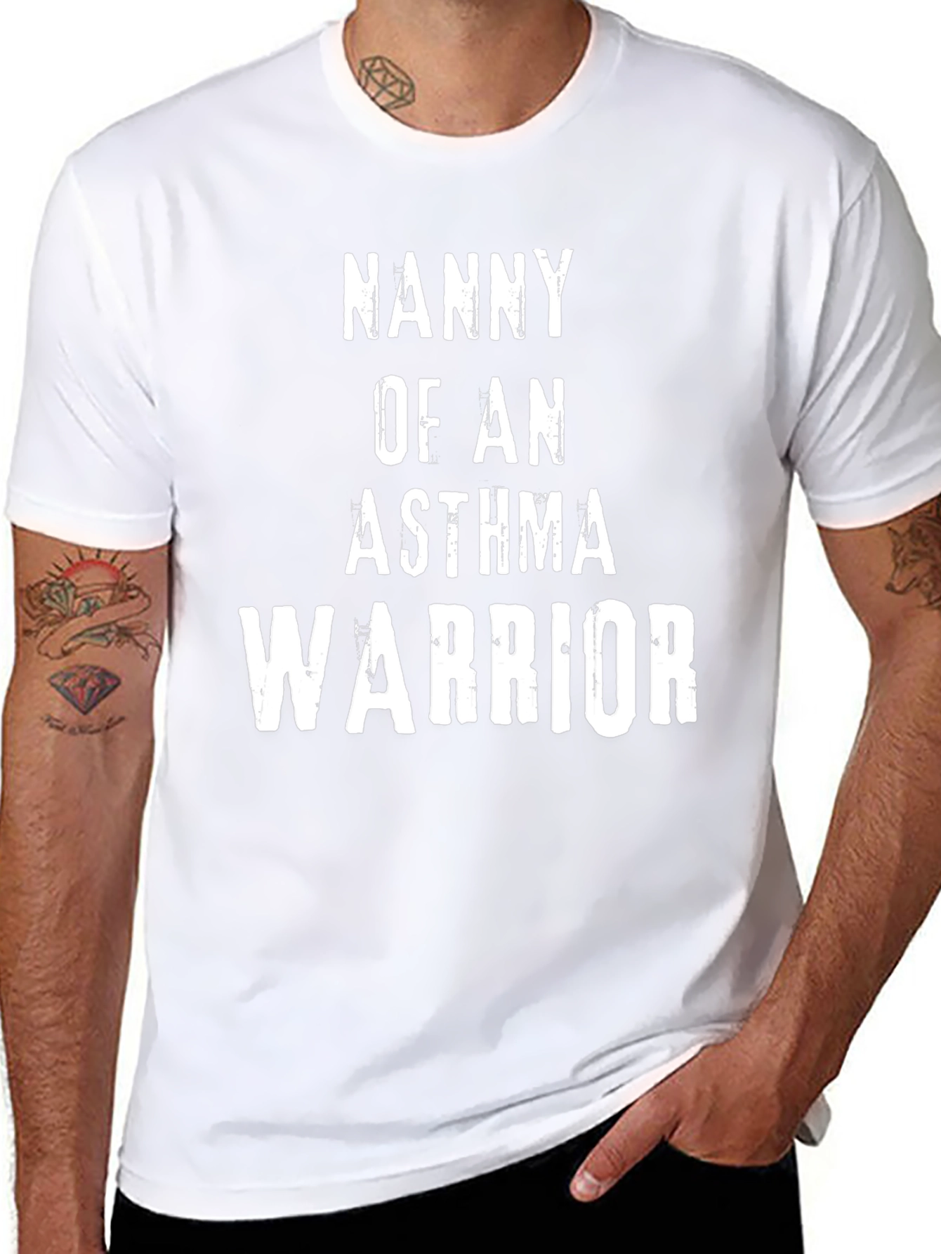 Nanny of an Asthma Warrior Black T-Shirt