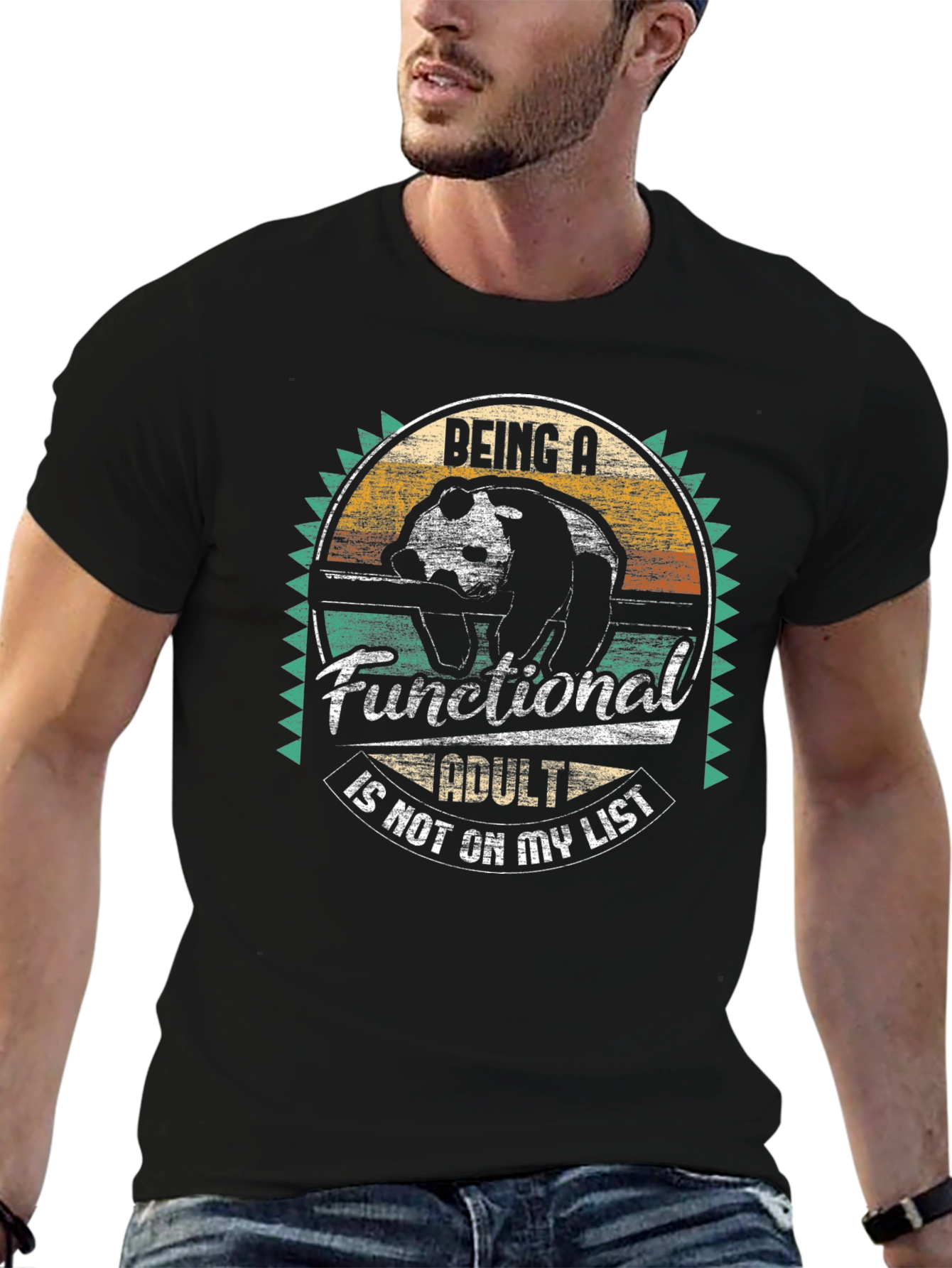Funny Panda Adulting T-Shirt - Being A Functional Adult