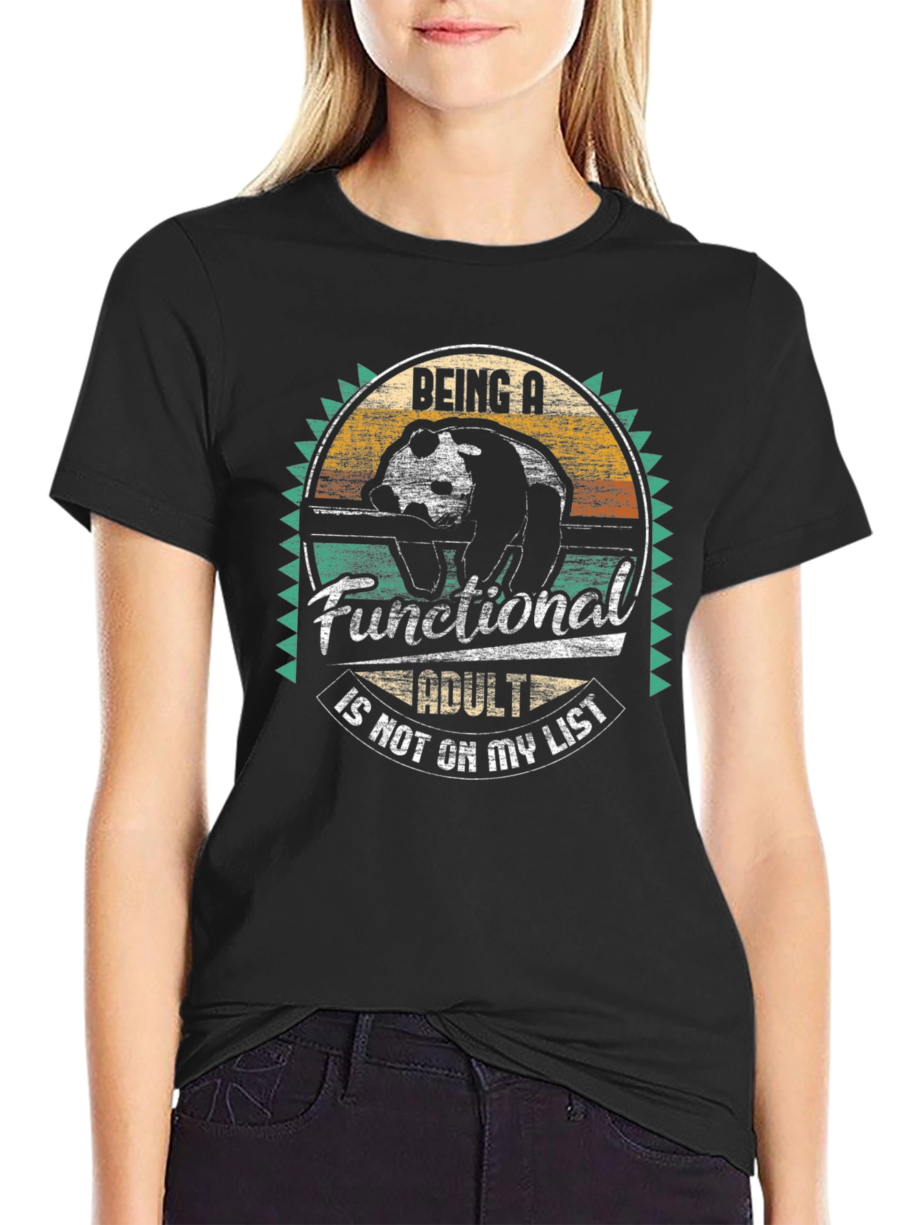 Funny Panda Adulting T-Shirt - Being A Functional Adult