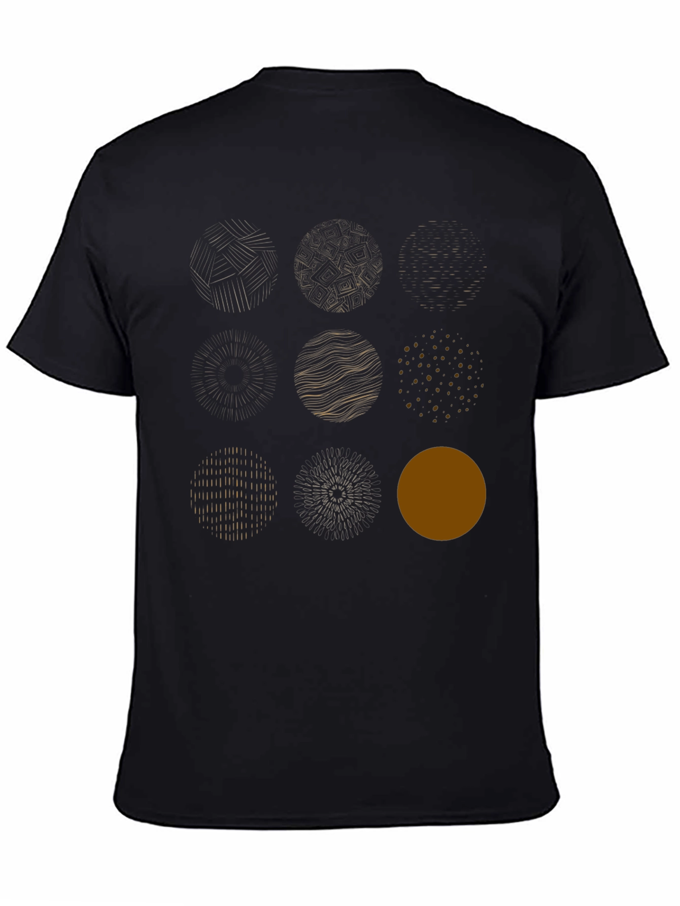 Abstract Circle Design Black Cotton Tee