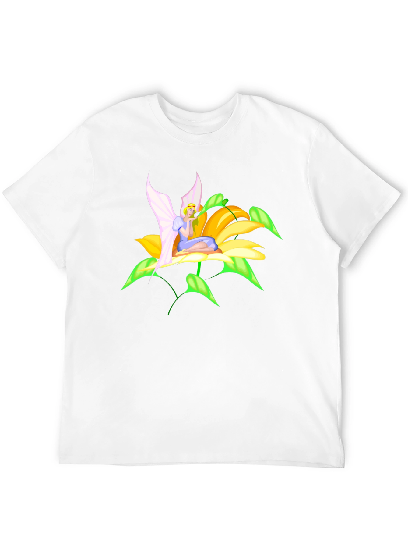 Fairy Flower Graphic Tee - Whimsical Black T-Shirt