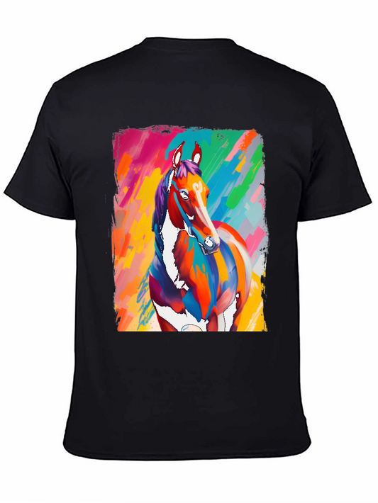 Abstract Horse Graphic Tee - Vivid Colors